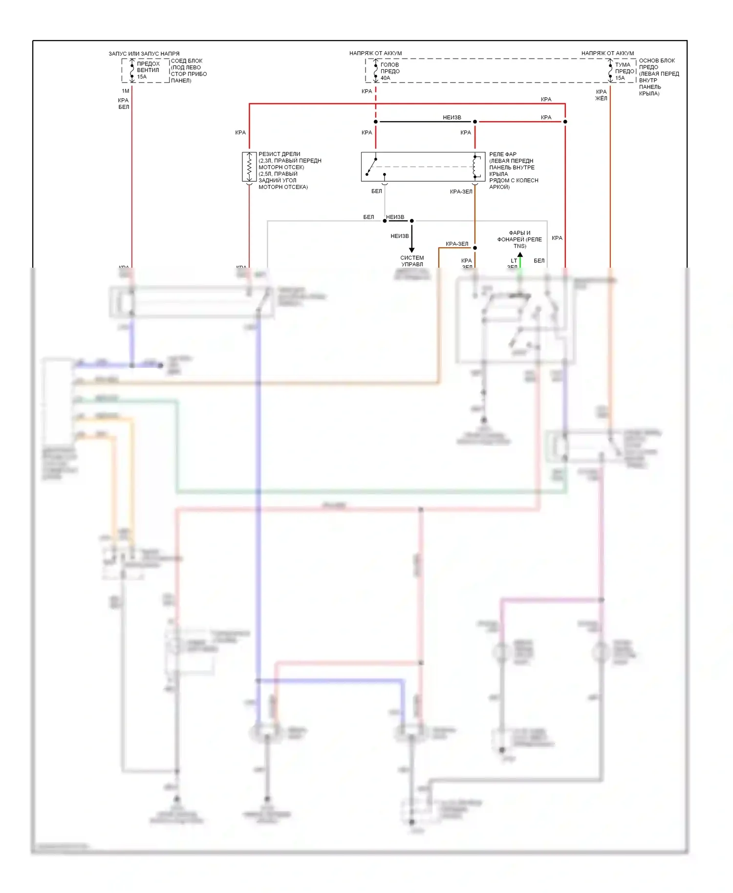 Millenia Mazda I (1994-2000): Электросхема фар, с черт. 