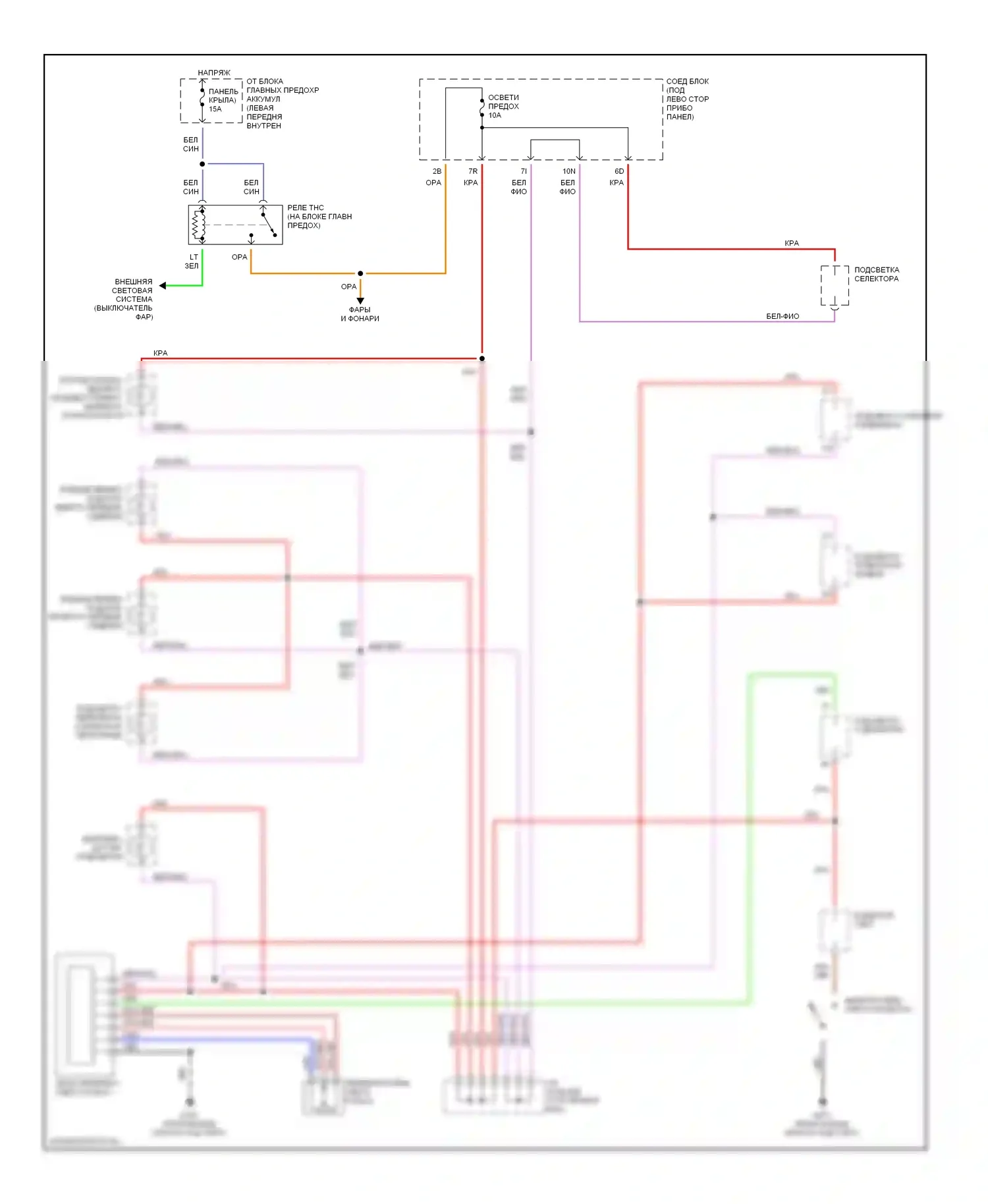 Millenia Mazda I (1994-2000): Электросхема подсветки приборной панели 