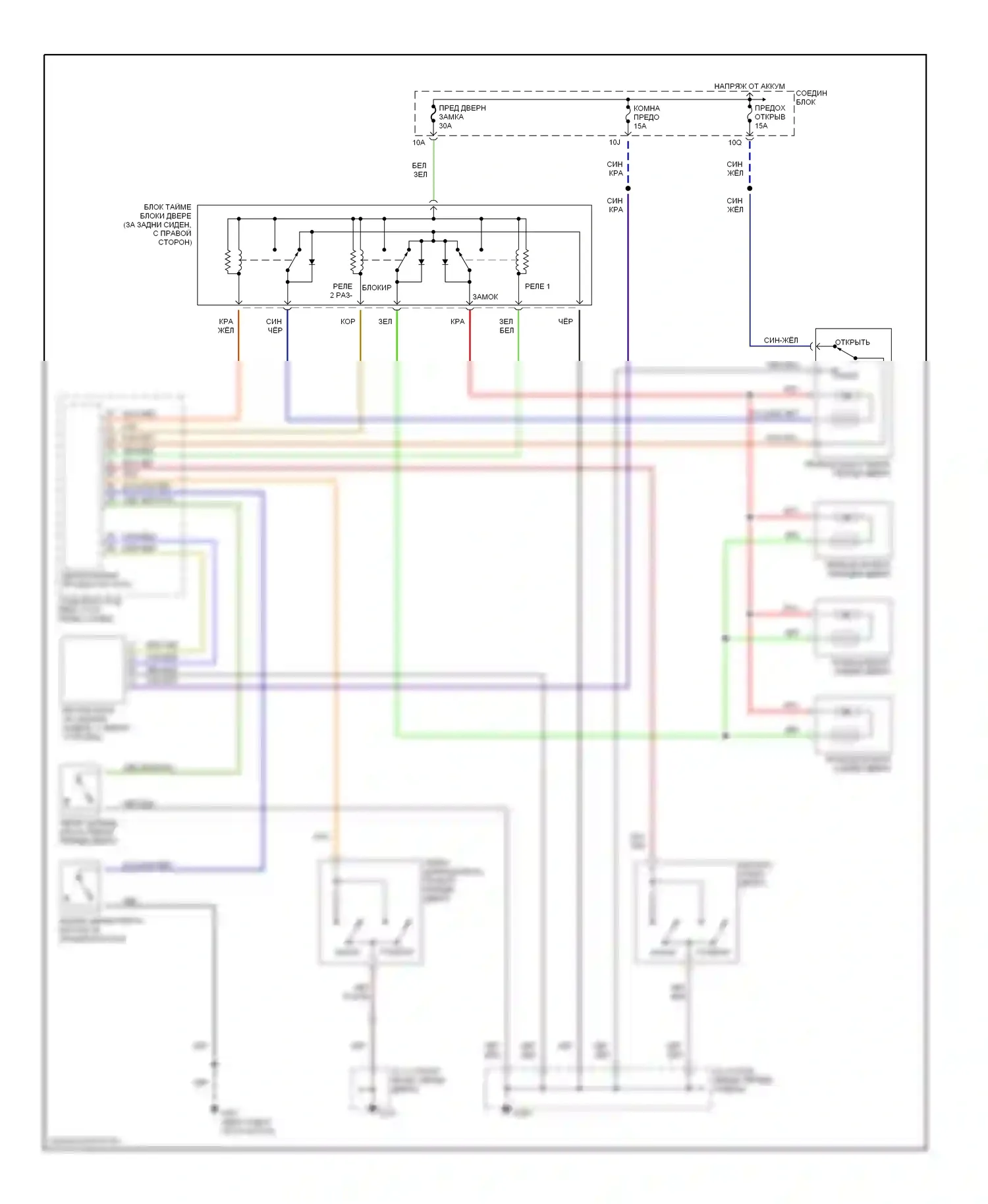 Millenia Mazda I (1994-2000): Электросхема замка силовой двери 