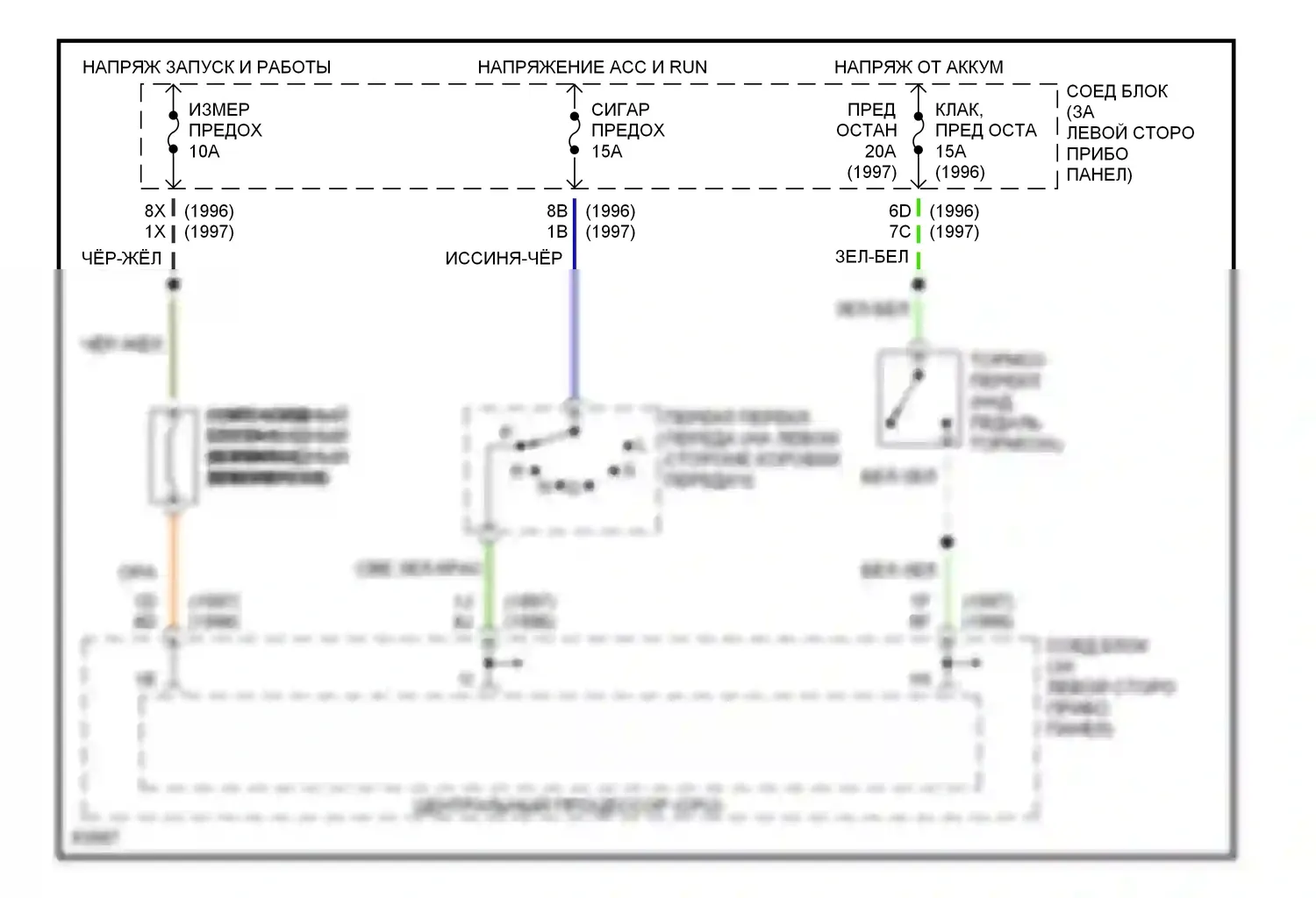MPV Mazda I (1988-1999): Электросхема блокировки селектора 