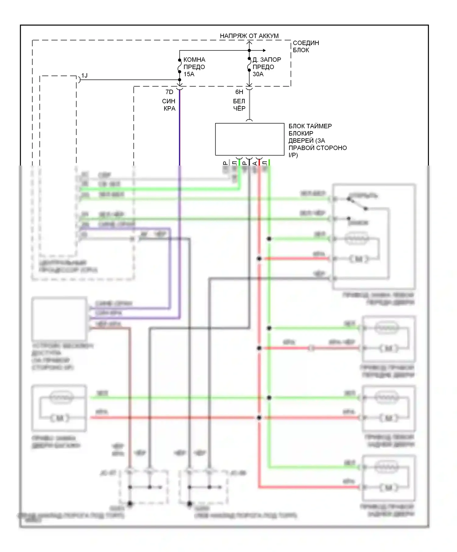 MPV Mazda I (1988-1999): Электросхема замка силовой двери 