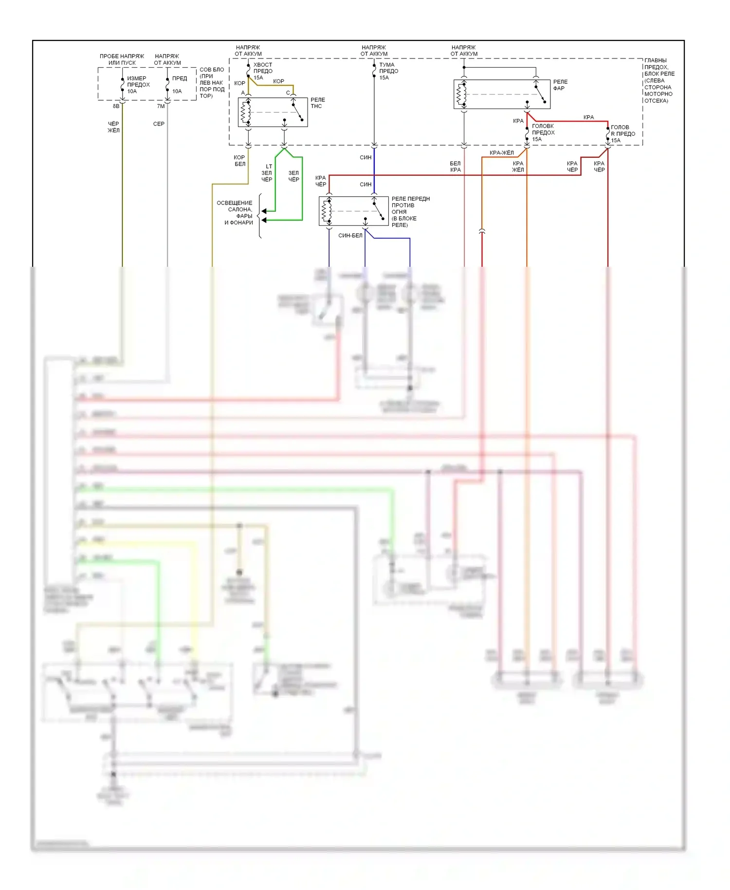 MPV Mazda II рестайлинг (2003-2006): Электросхема фар, с дрелью 