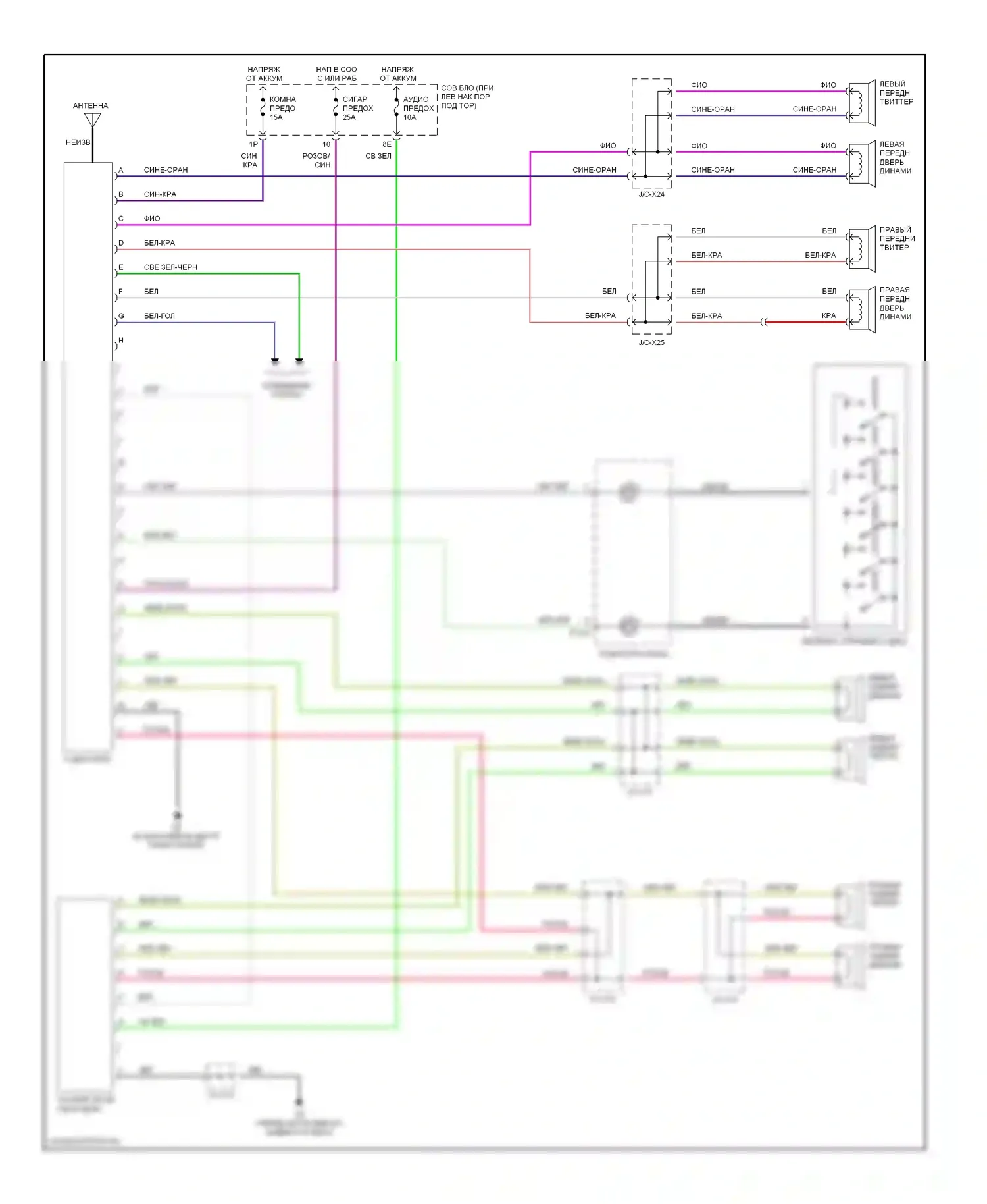 MPV Mazda II рестайлинг (2003-2006): Электросхема магнитолы 