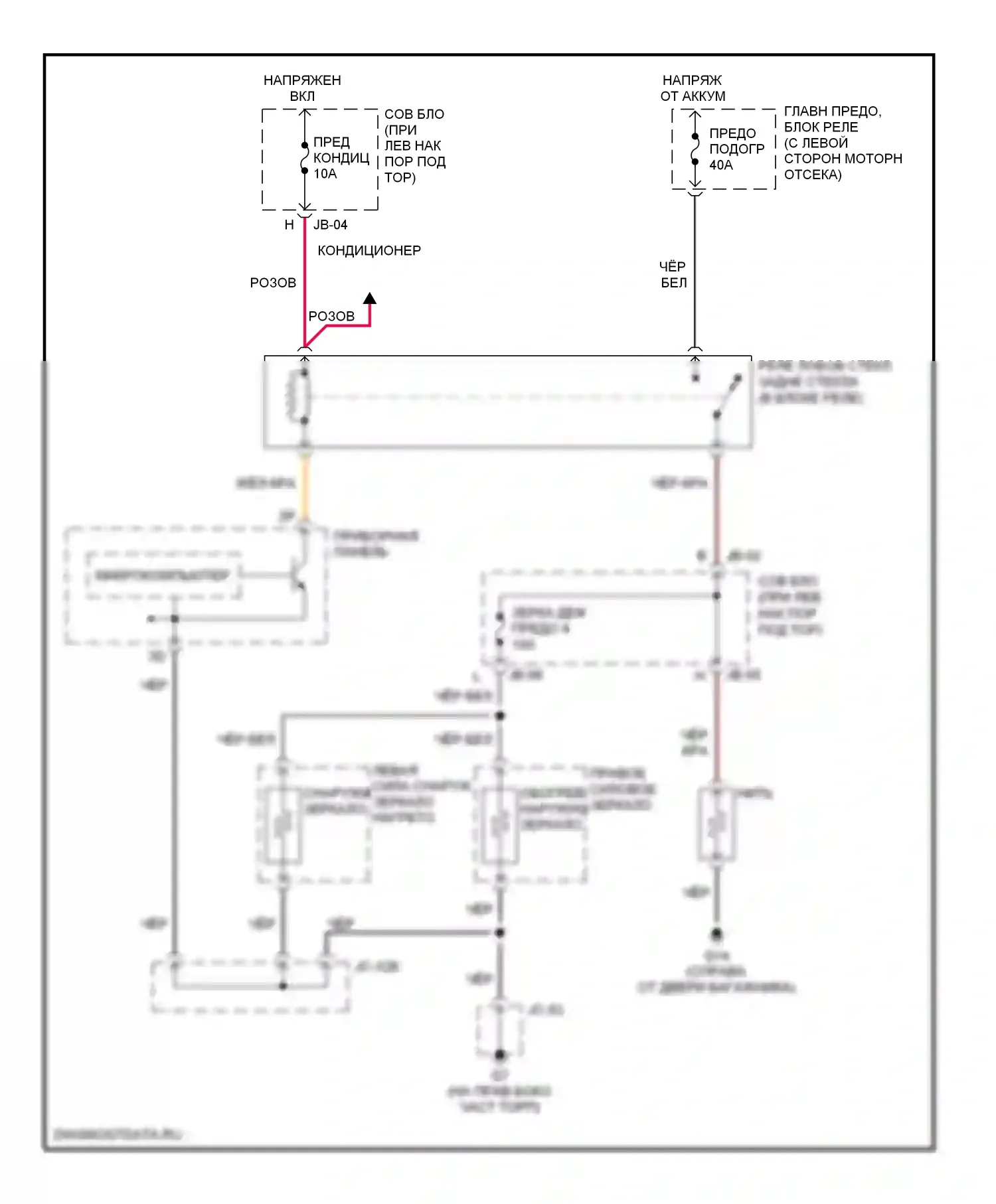 MPV Mazda II рестайлинг (2003-2006): Электросхема подогрева стекол 