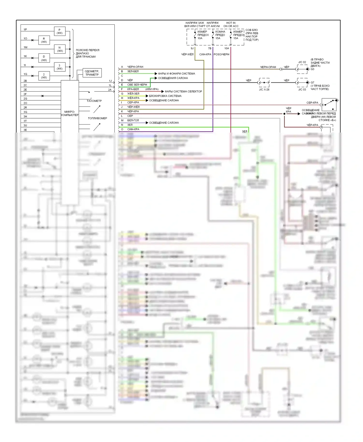 MPV Mazda II рестайлинг (2003-2006): Электросхема приборной панели 