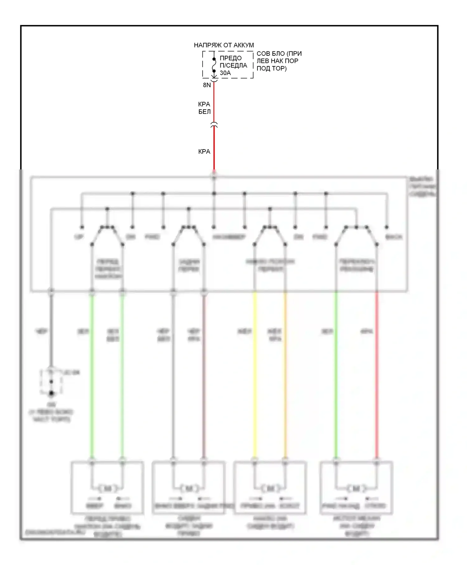 MPV Mazda II рестайлинг (2003-2006): Электросхема сидений 