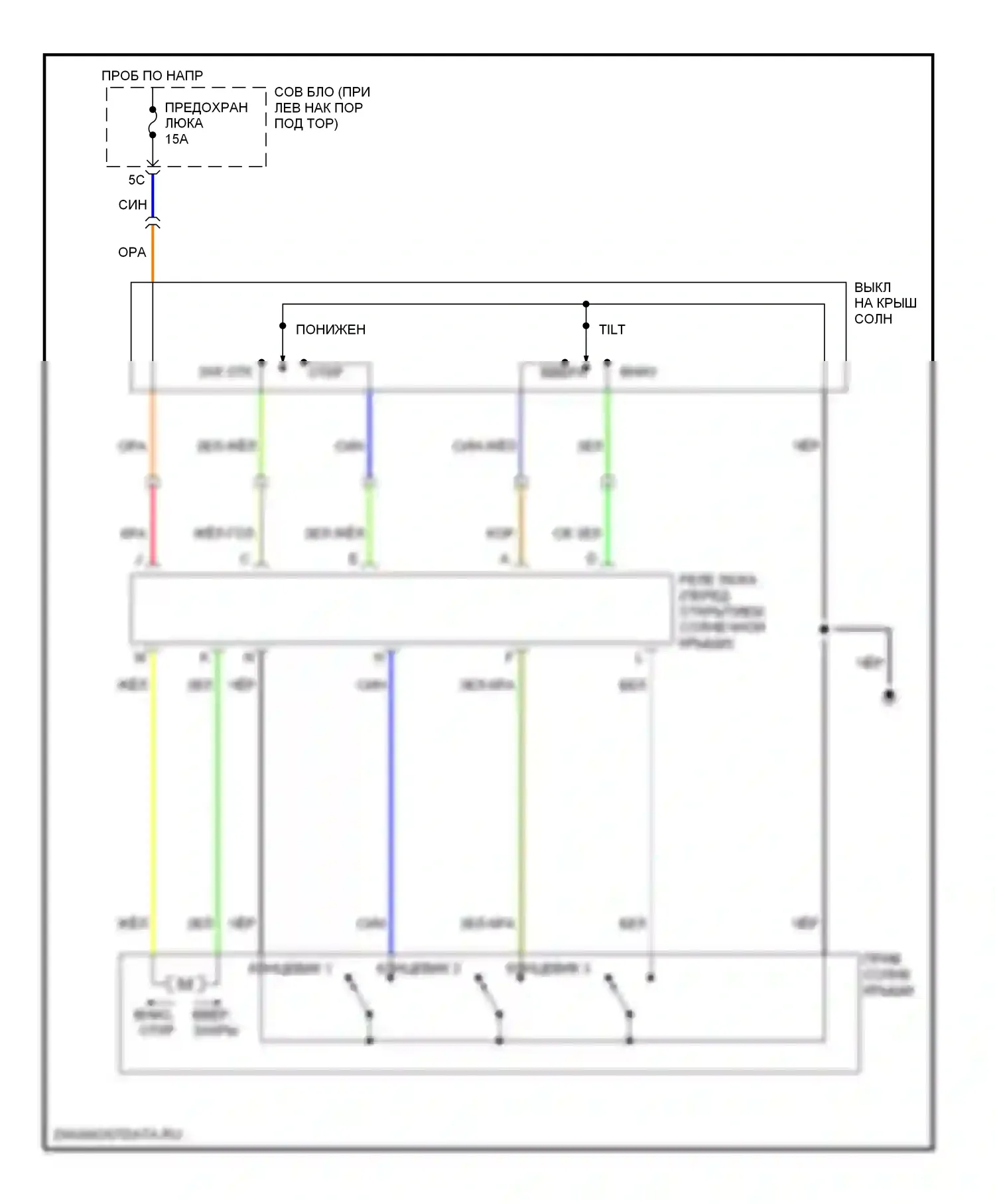 MPV Mazda II рестайлинг (2003-2006): Электросхема складной крыши/люка 