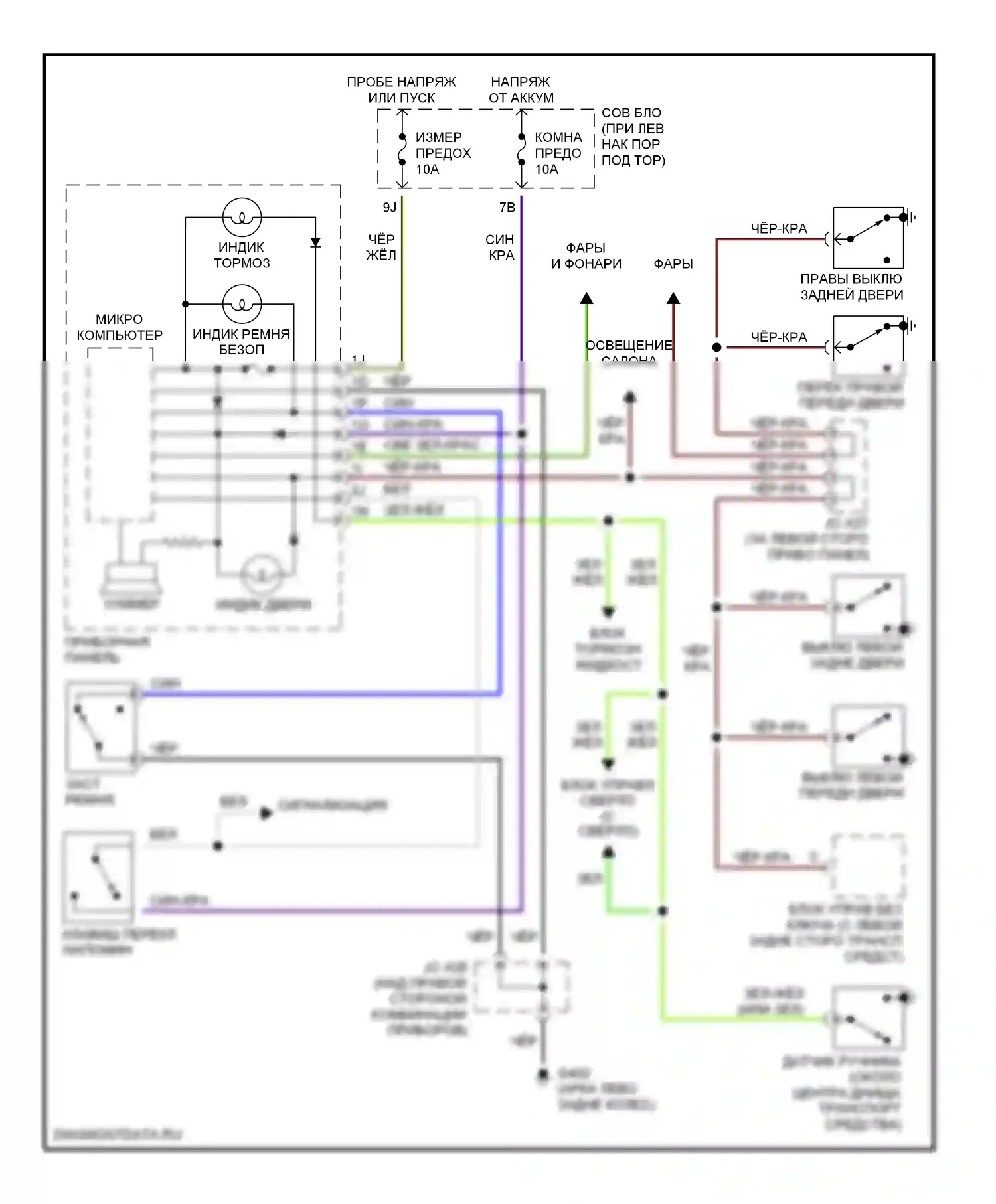 MPV Mazda II (1999-2003): Электросхемы системы оповещения 