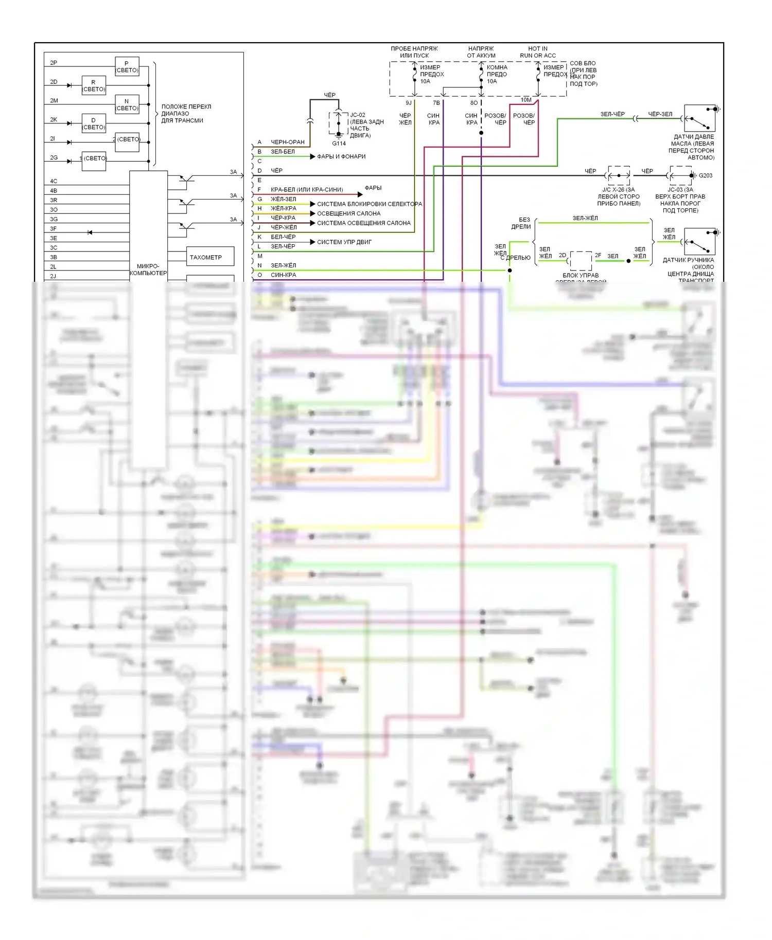 MPV Mazda II (1999-2003): Электросхема приборной панели 