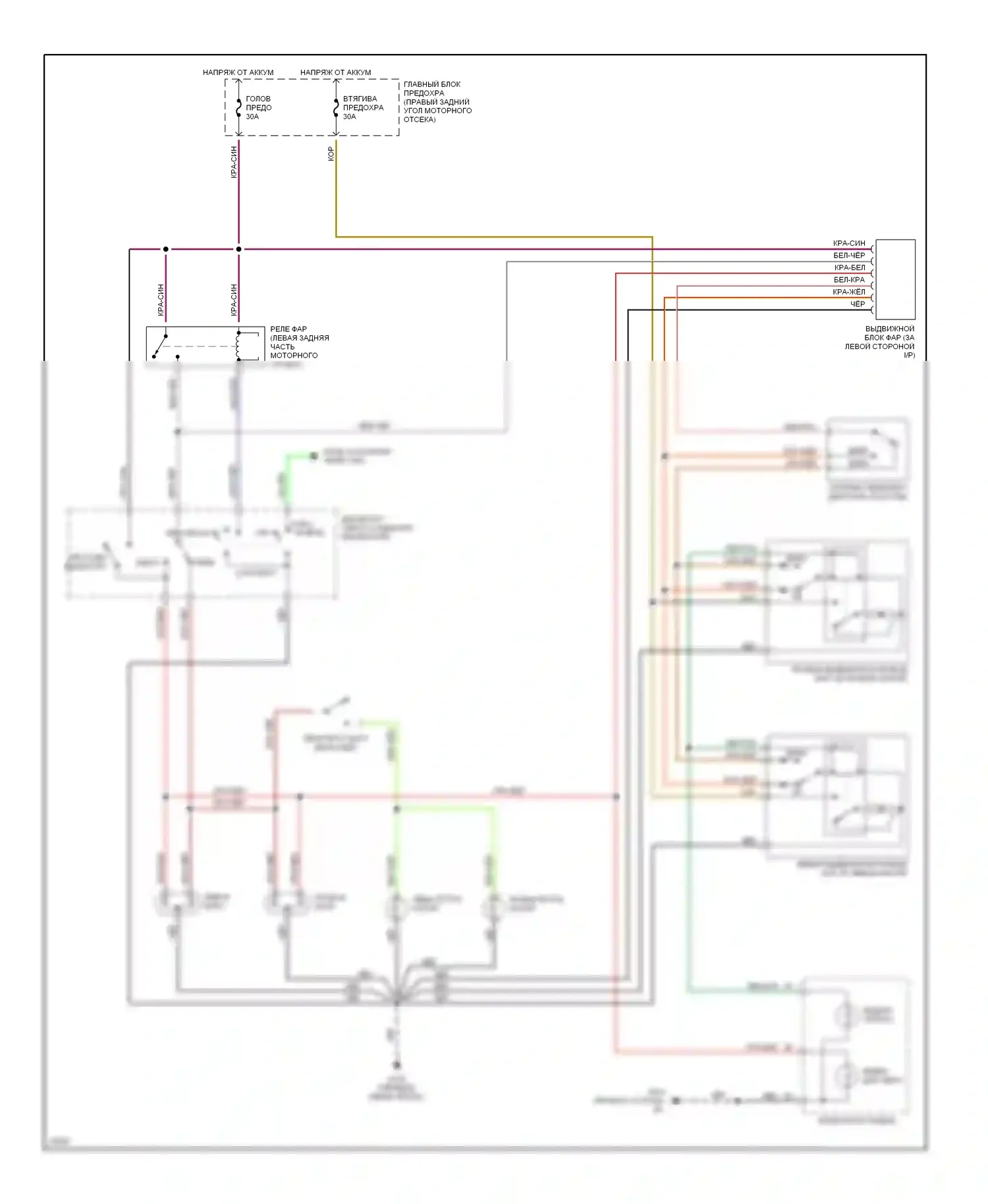 MX-5 Mazda NA (1989-1998): Электросхема фар, без дрели 