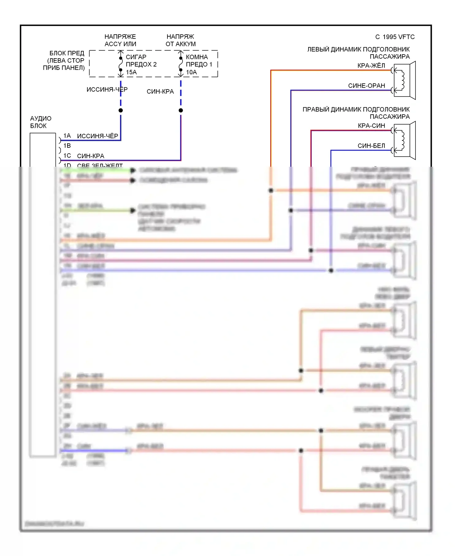 MX-5 Mazda NA (1989-1998): Электросхема высококачественной звуковой магнитолы 