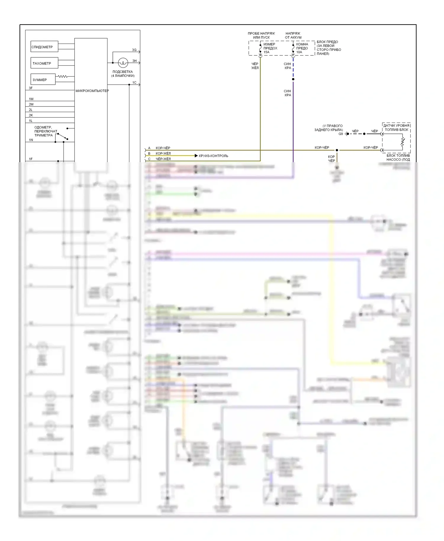 MX-5 Mazda NB рестайлинг (2001-2005): Электросхема приборной панели 