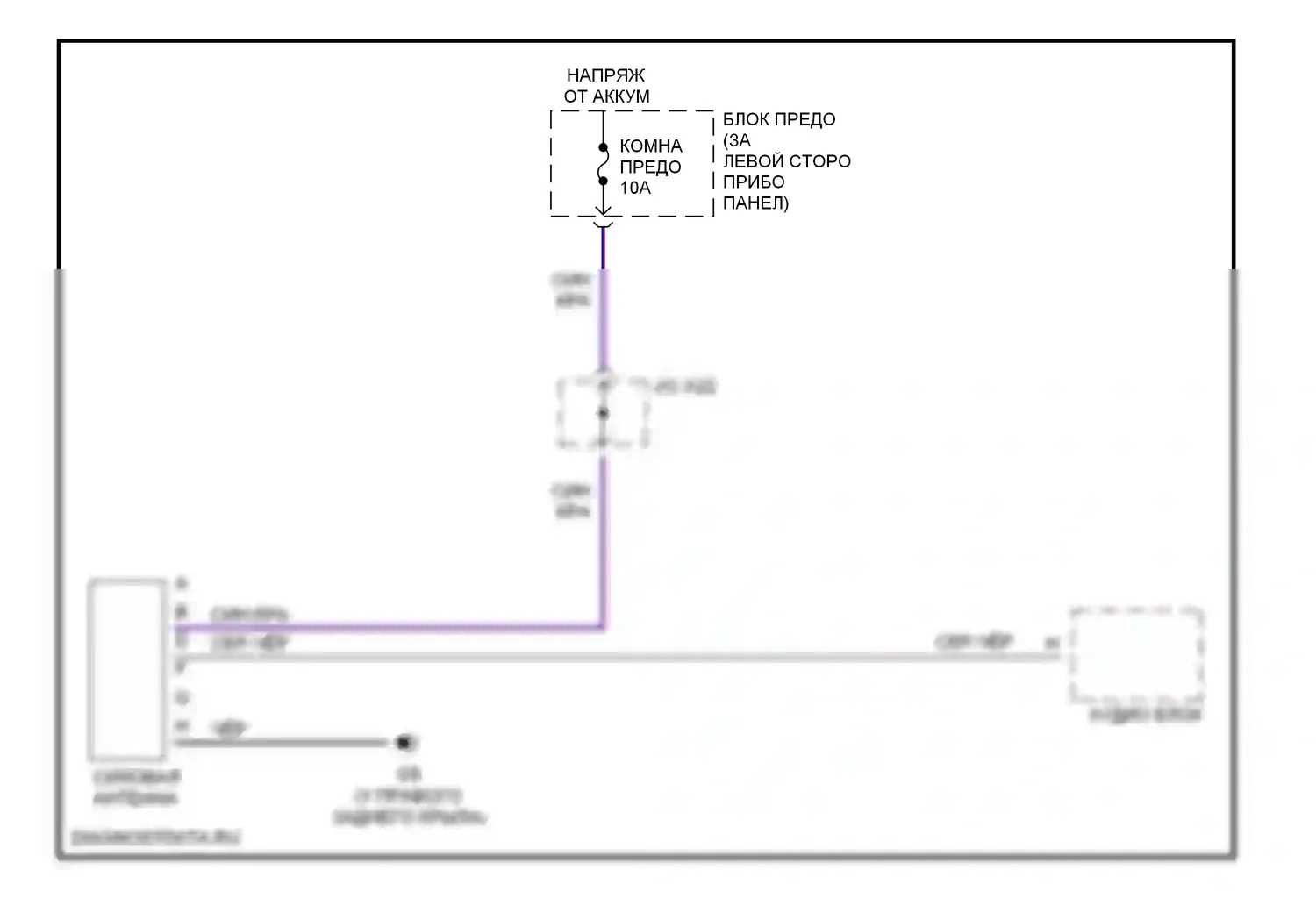 MX-5 Mazda NB рестайлинг (2001-2005): Электросхема силовой антенны 