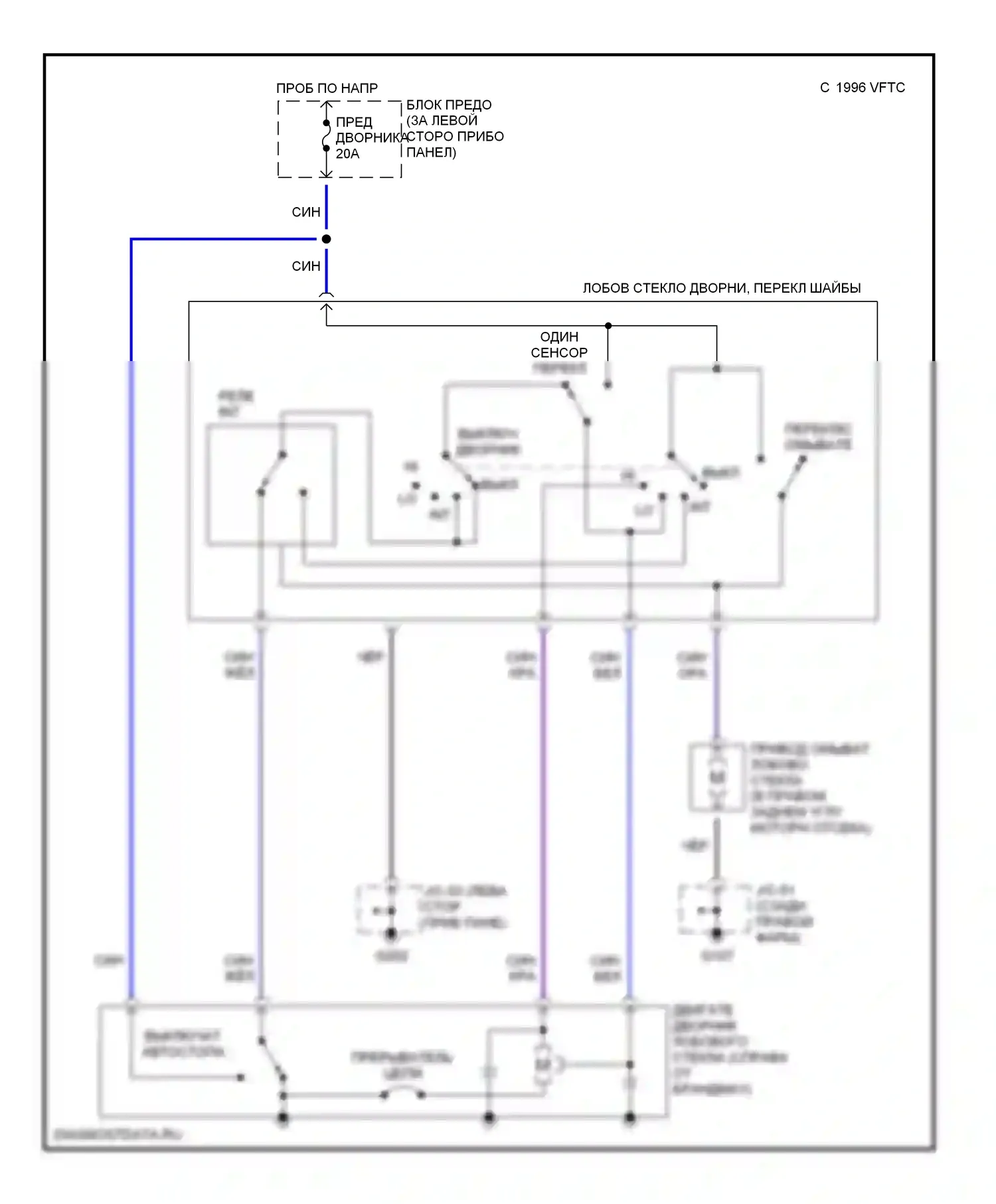 MX-5 Mazda NB (1998-2001): Дворники и омыватели электросхема 