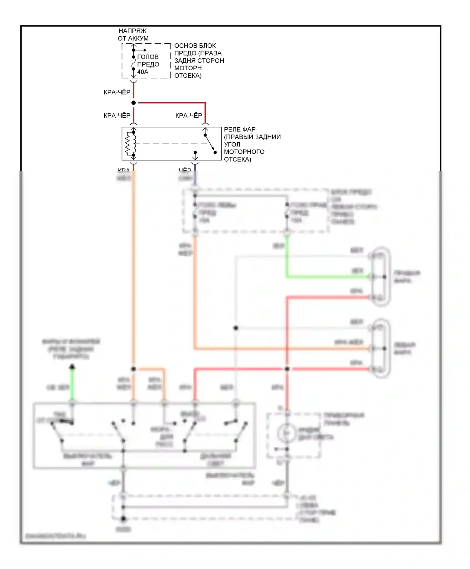 MX-5 Mazda NB (1998-2001): Электросхема фар, без дрели 
