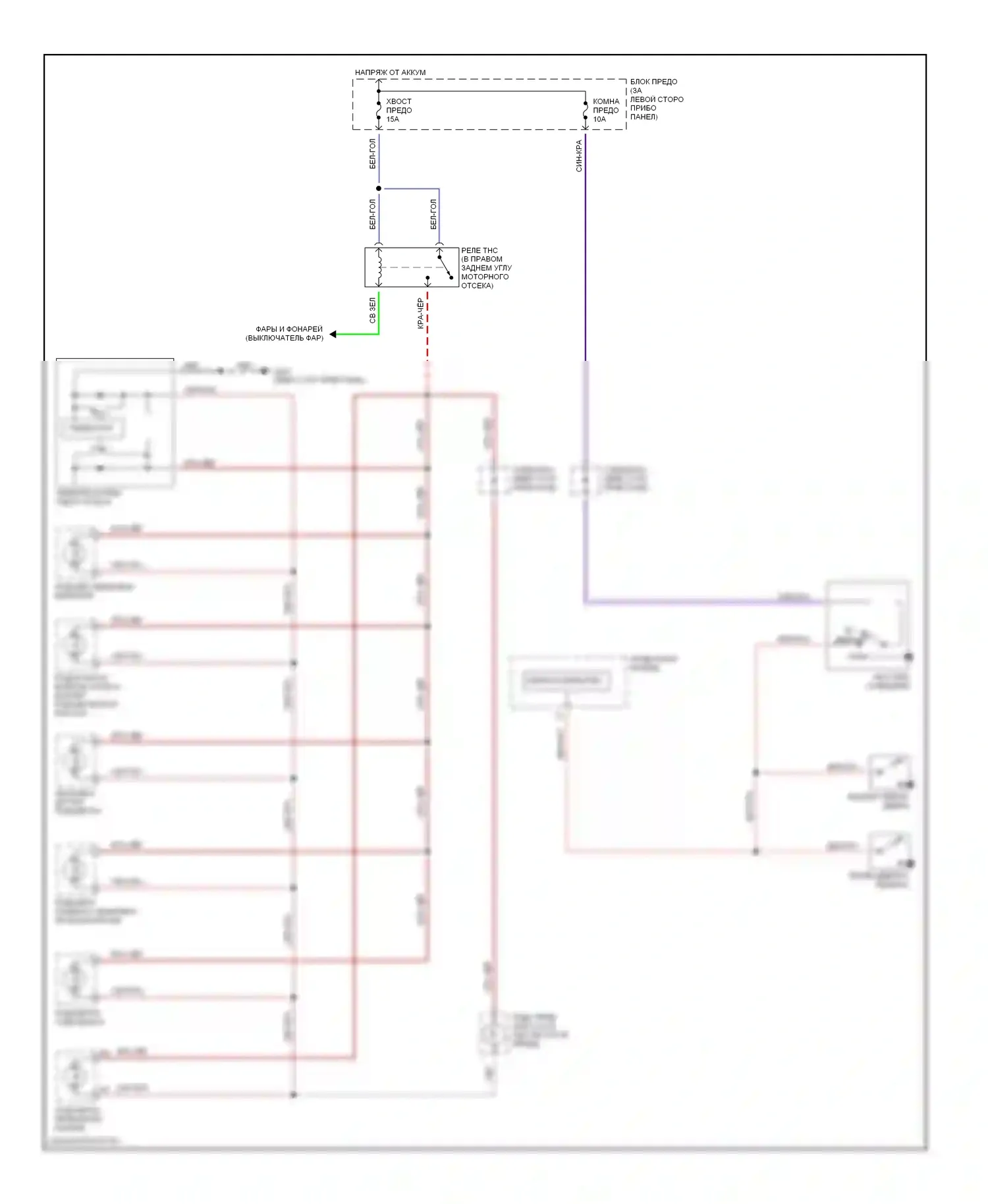 MX-5 Mazda NB (1998-2001): Электросхема внутреннего освещения 