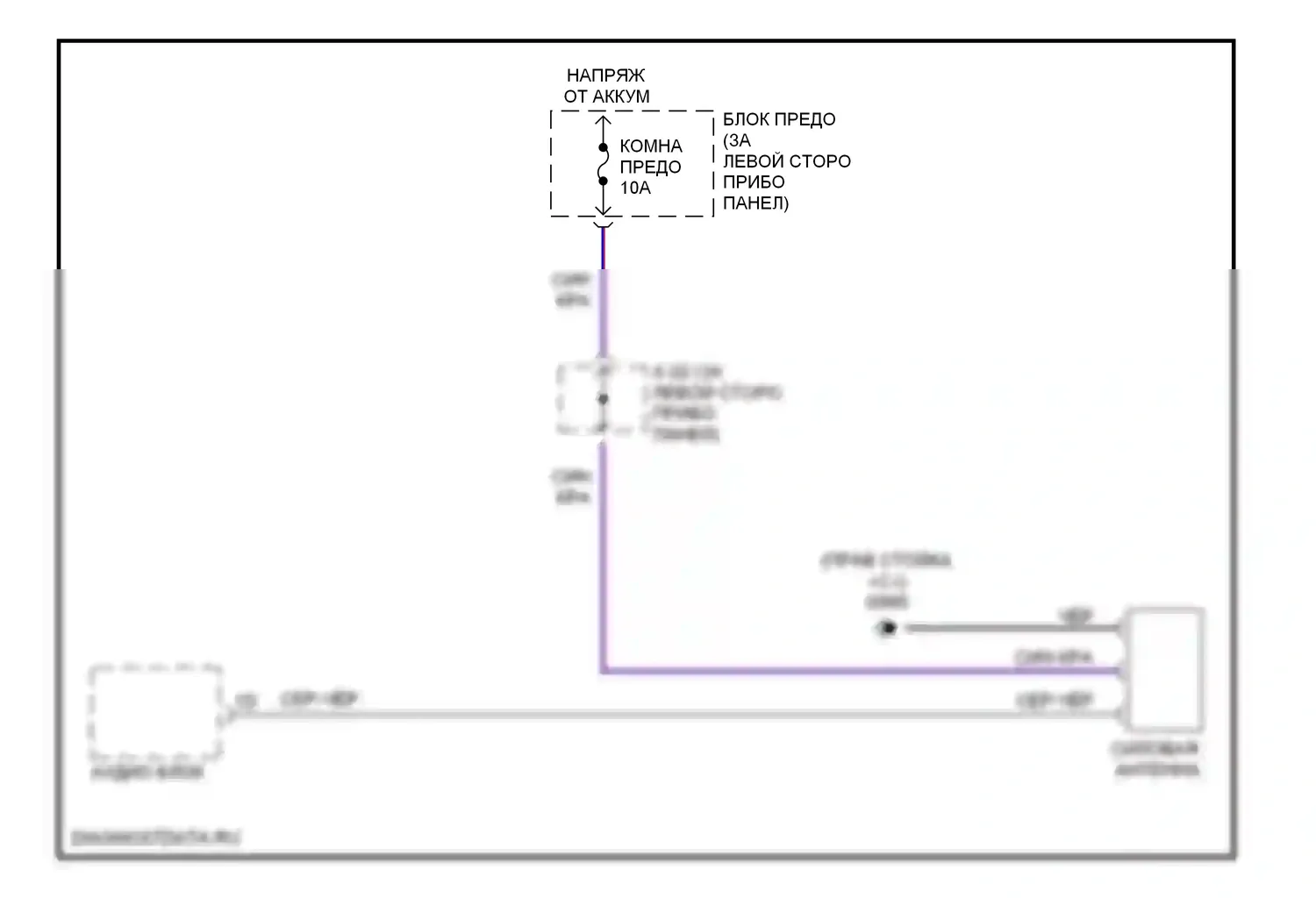 MX-5 Mazda NB (1998-2001): Электросхема силовой антенны 