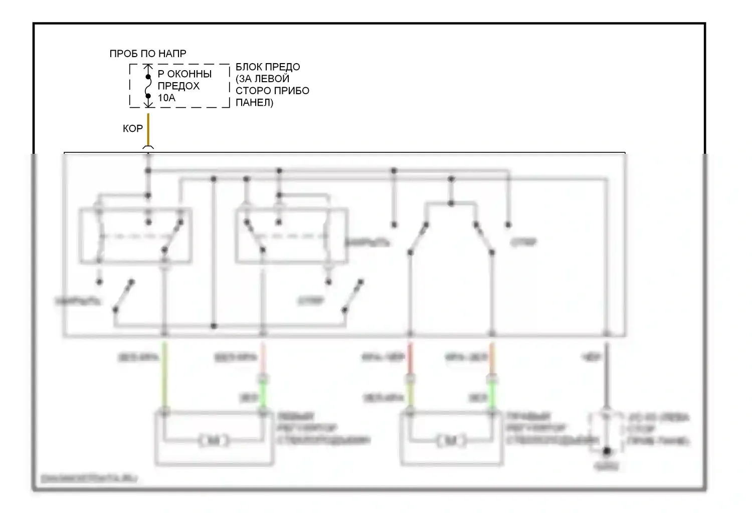 MX-5 Mazda NB (1998-2001): Электросхема стеклоподъемника 