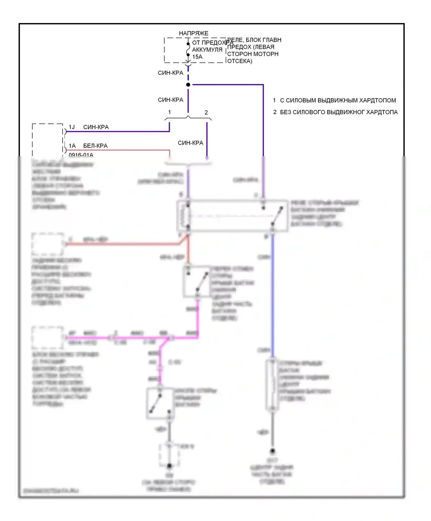 MX-5 Mazda NC рестайлинг (2008-2015): Электросхема разъединения багажника 
