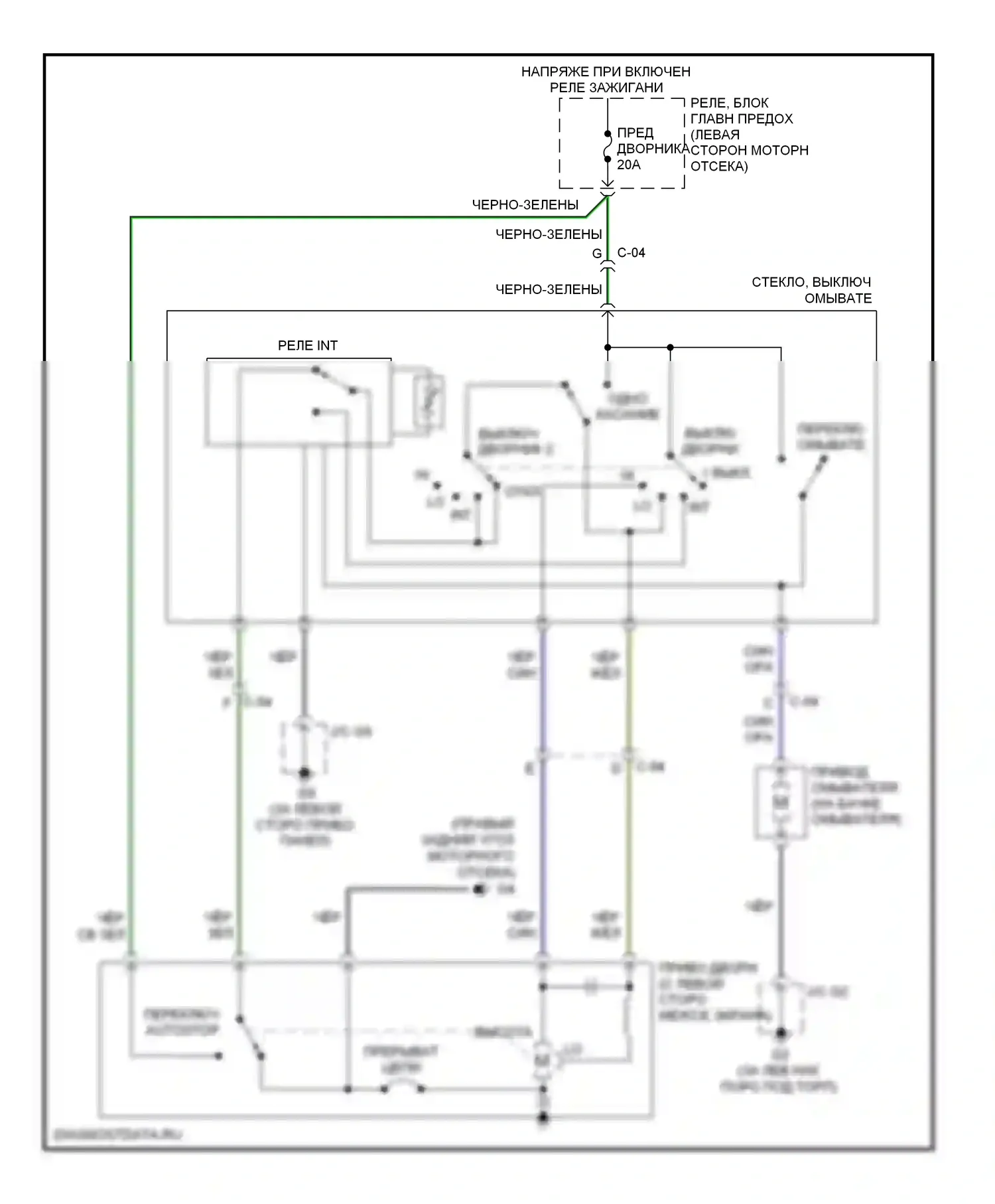 MX-5 Mazda NC рестайлинг (2008-2015): Дворники и омыватели электросхема 