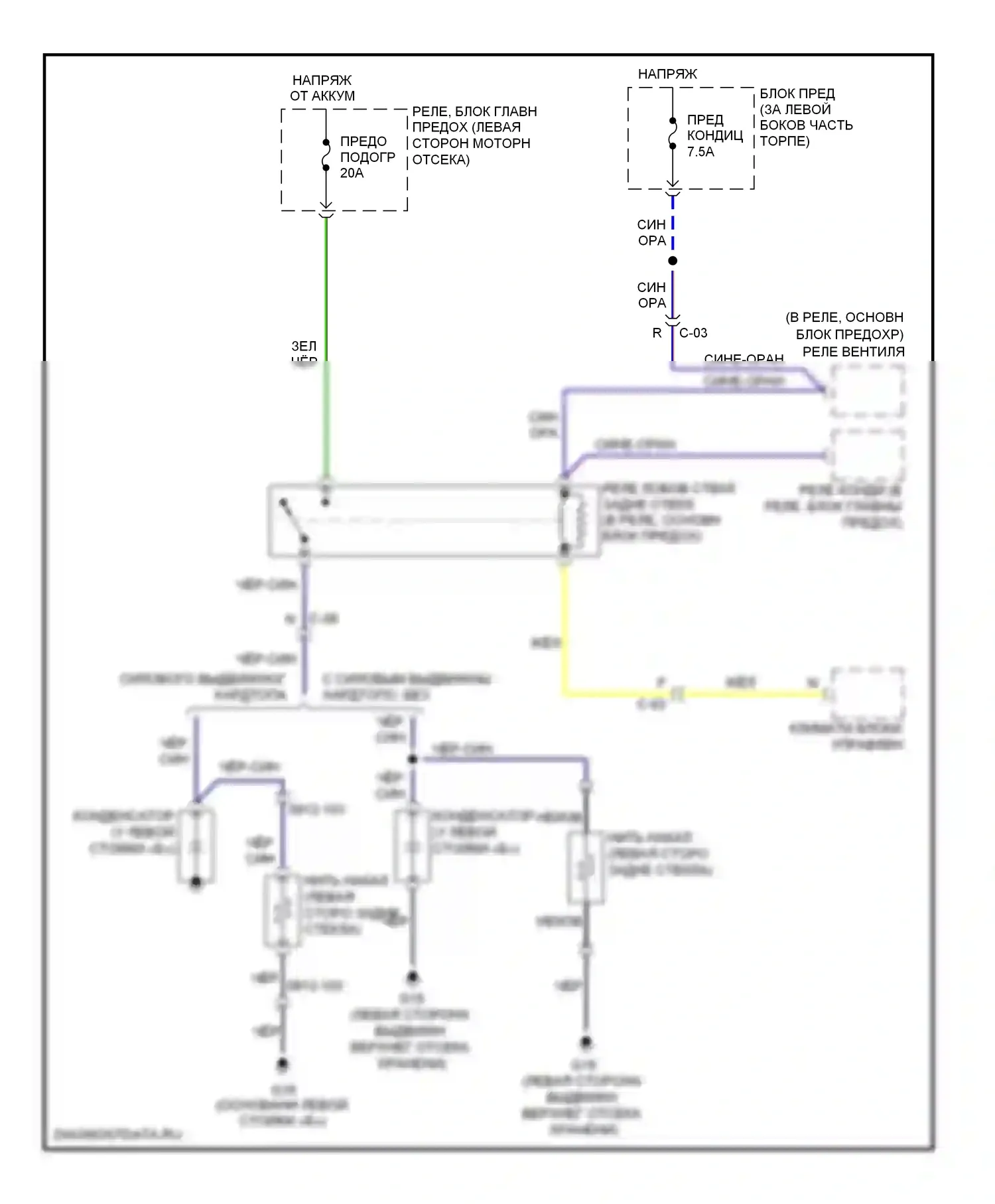 MX-5 Mazda NC рестайлинг (2008-2015): Электросхема подогрева стекол 