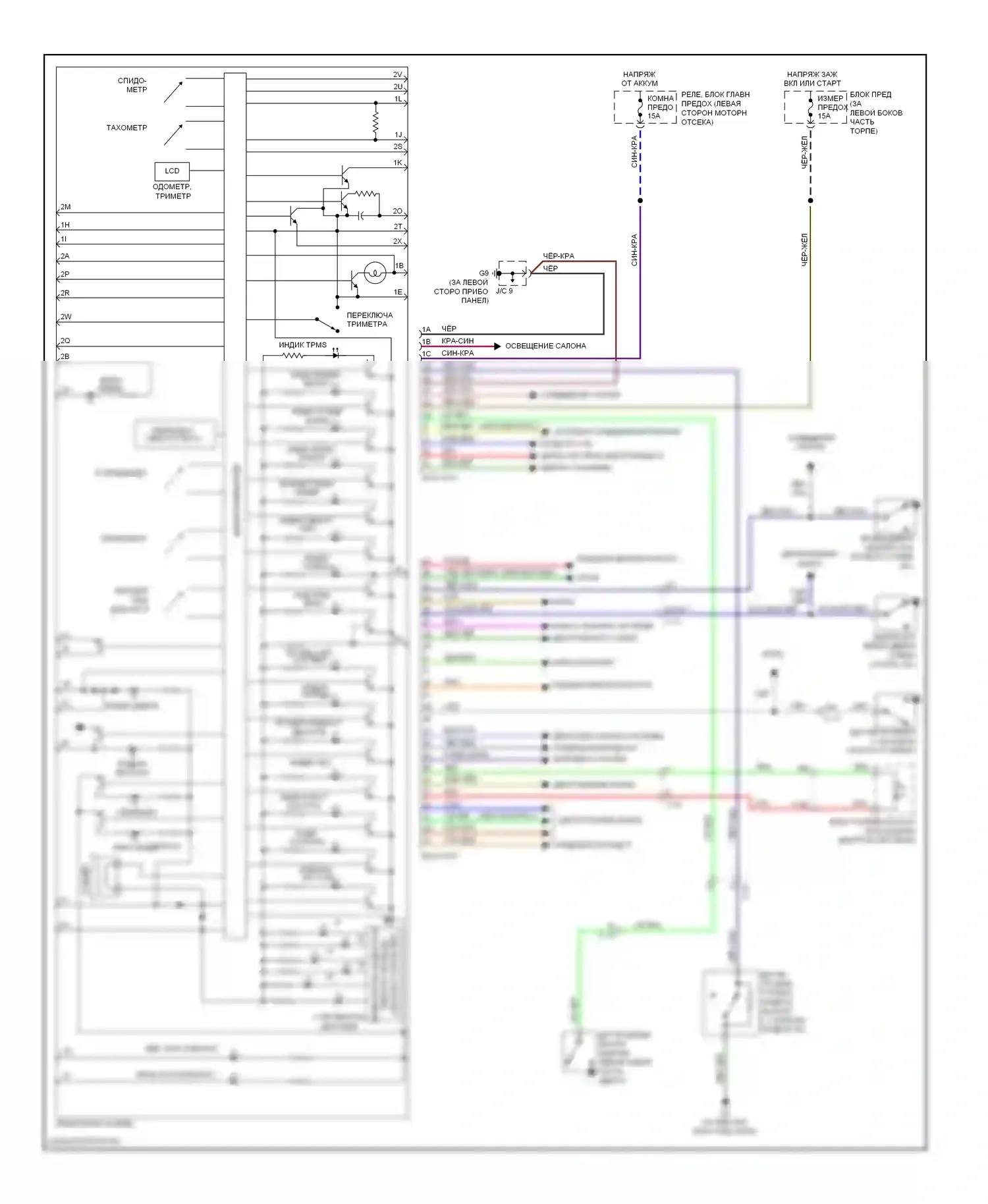 MX-5 Mazda NC рестайлинг (2008-2015): Электросхема приборной панели 
