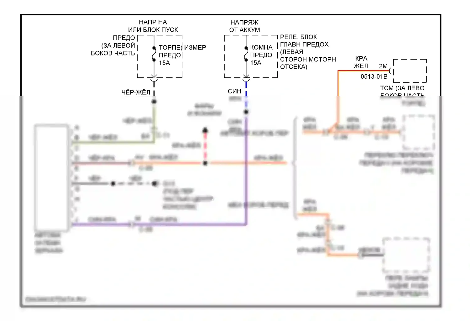 MX-5 Mazda NC рестайлинг (2008-2015): Электросхема автоматического затемняющего зеркала 