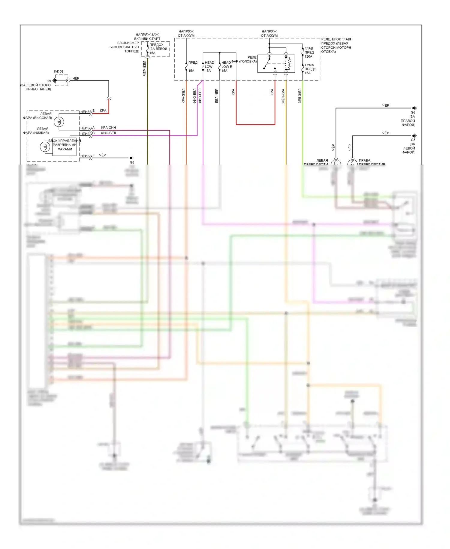 MX-5 Mazda NC (2005-2008): Электросхема фар, с дрелью, с ксеноном 