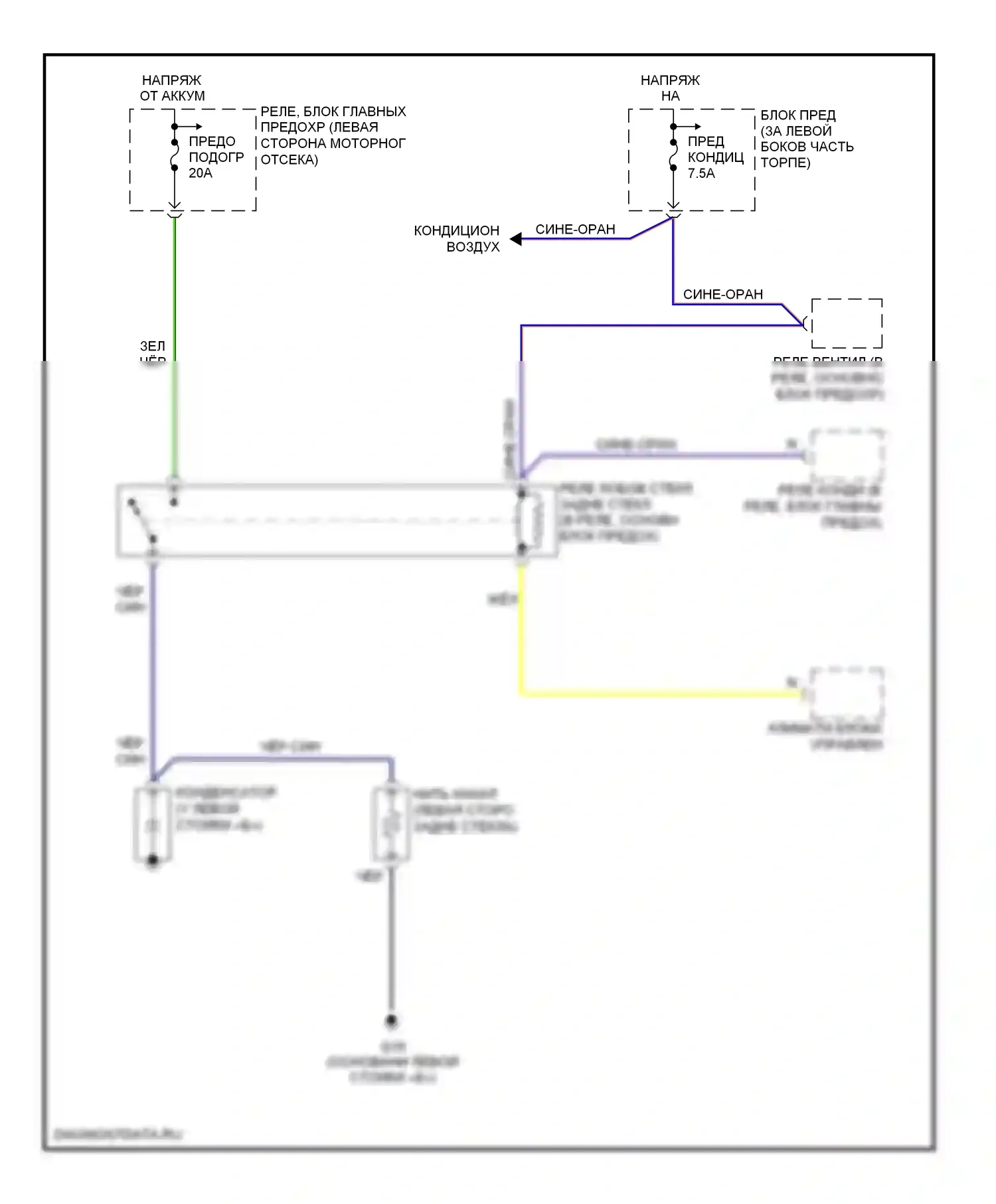 MX-5 Mazda NC (2005-2008): Электросхема подогрева стекол 