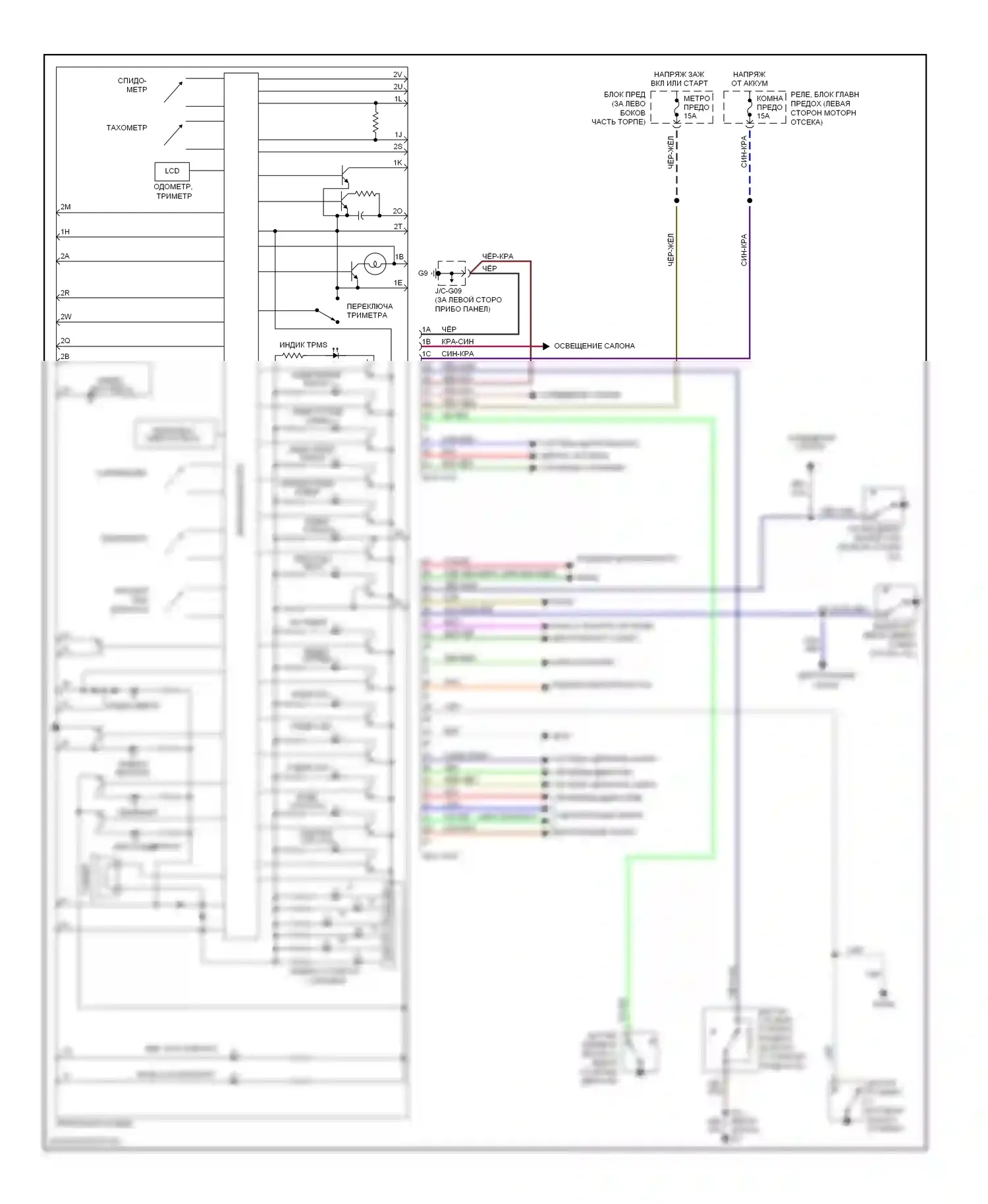 MX-5 Mazda NC (2005-2008): Электросхема приборной панели 