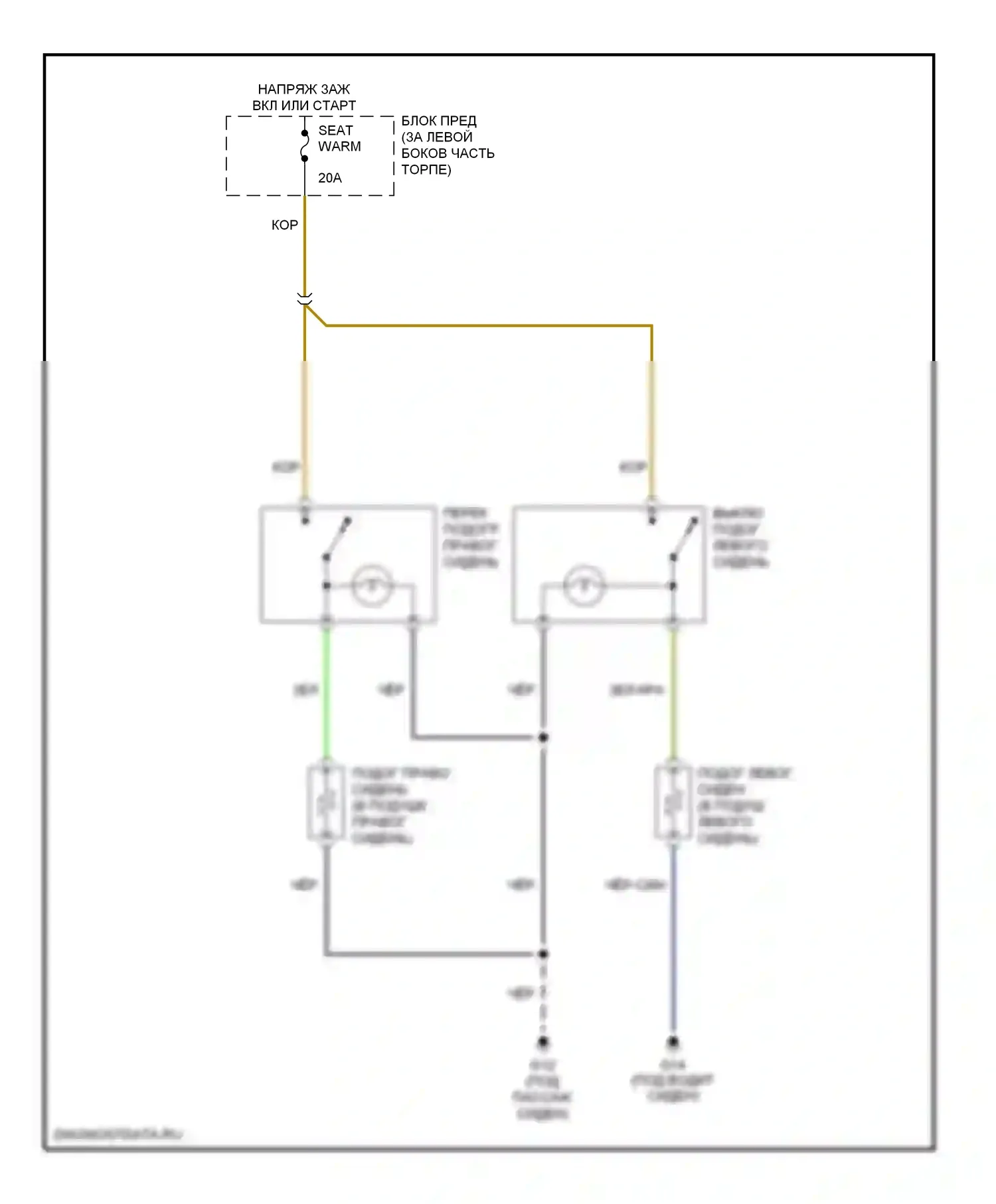 MX-5 Mazda NC (2005-2008): Электросхема обогреваемых сидений 