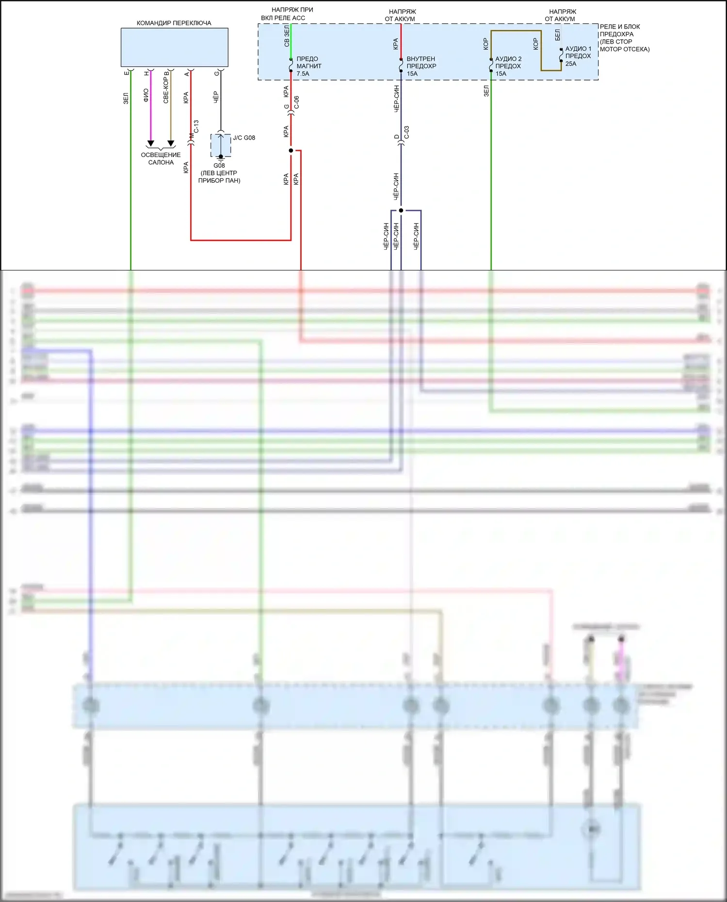 MX-5 Mazda ND (2015-2024): Электросхема магнитолы, без bose (2 из 3) 
