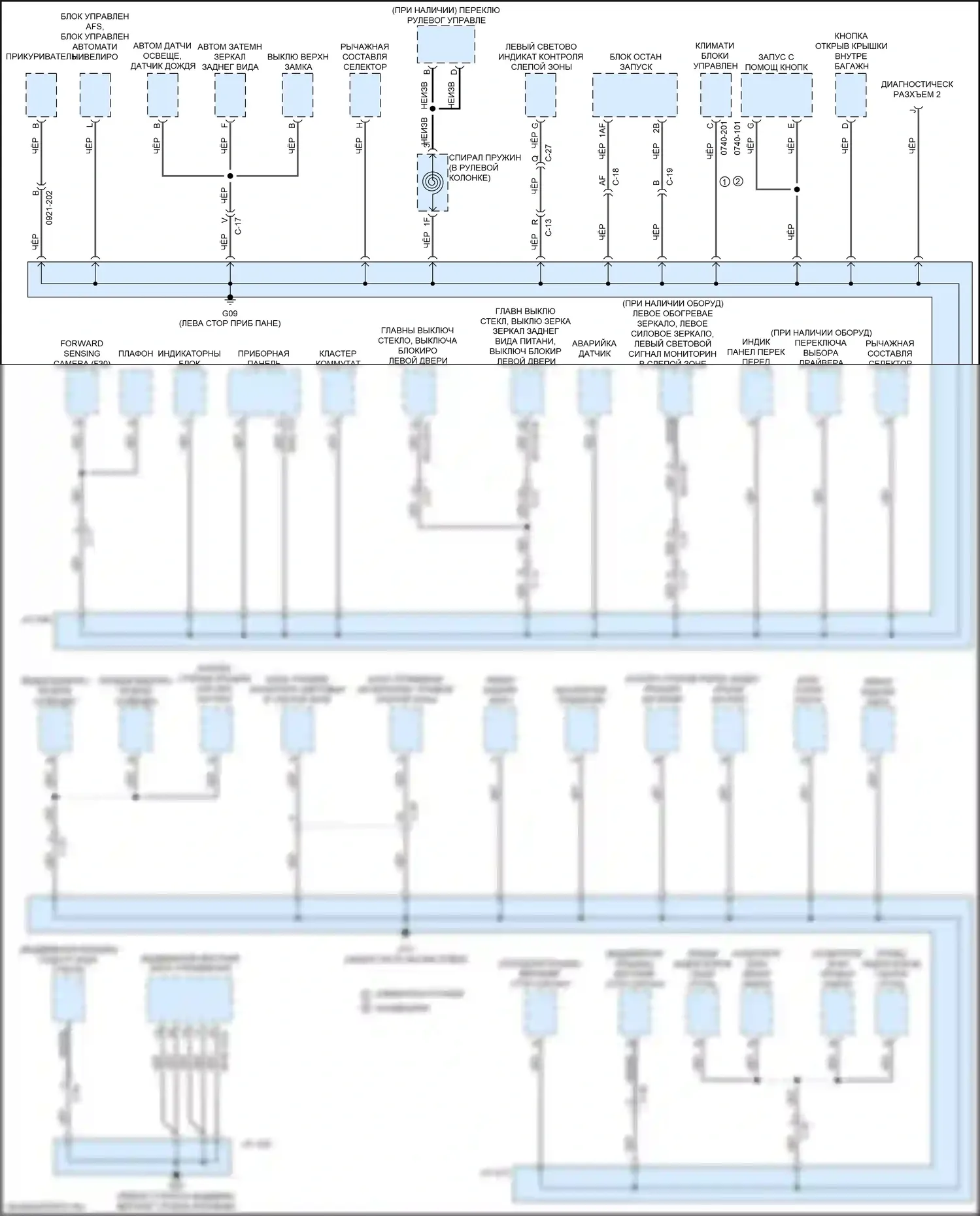 MX-5 Mazda ND (2015-2024): Электросхема точек подключения масс (1 из 3) 