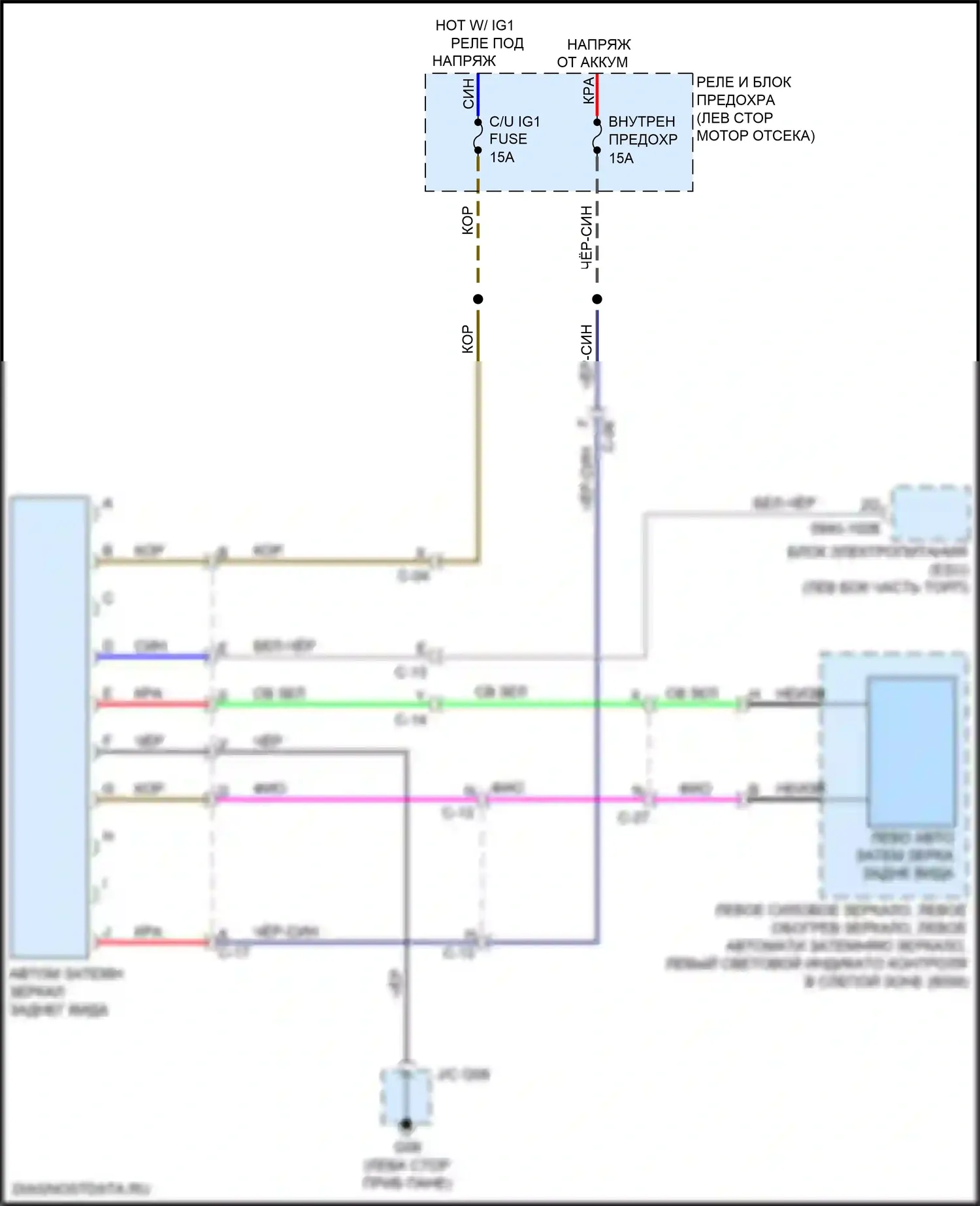 MX-5 Mazda ND (2015-2024): Электросхема автоматического затемняющего зеркала 