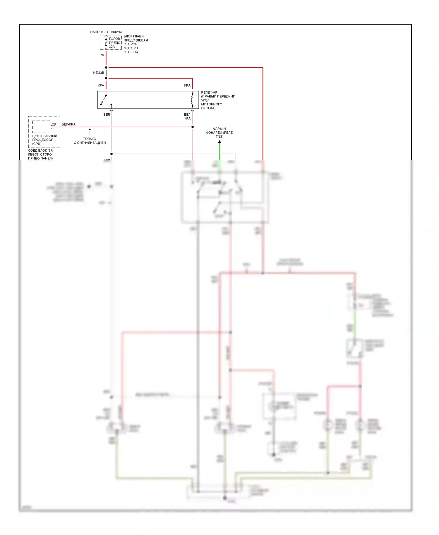 MX-6 Mazda I (1992-1997): Электросхема фар, без дрели 