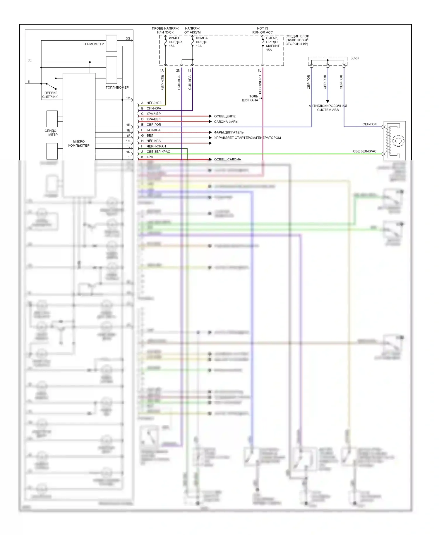 Protege Mazda BH (1994-1999): Электросхема приборной панели 