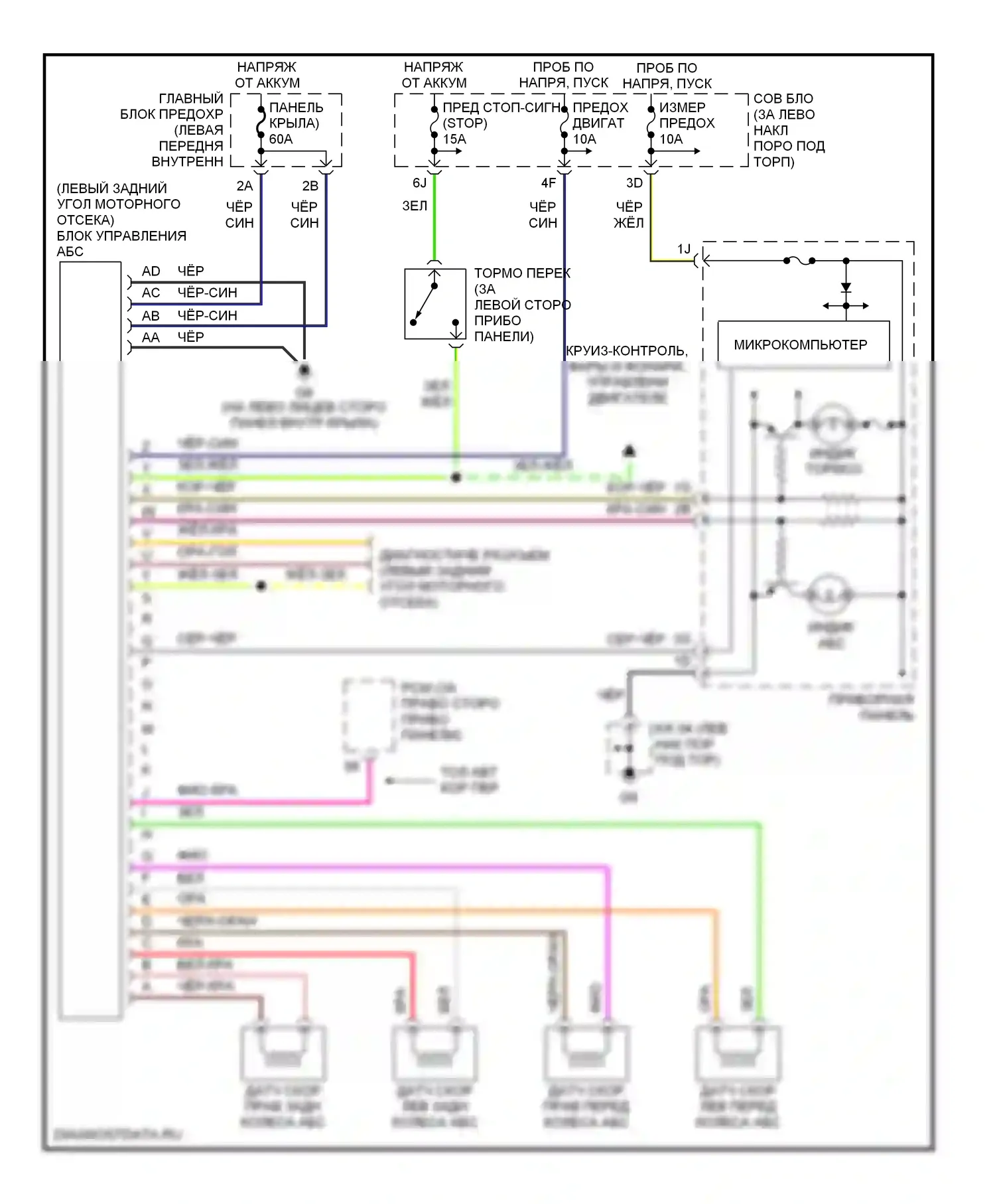 Protege Mazda BJ (1998-2004): Электросхемы антиблокировочной системы abs 