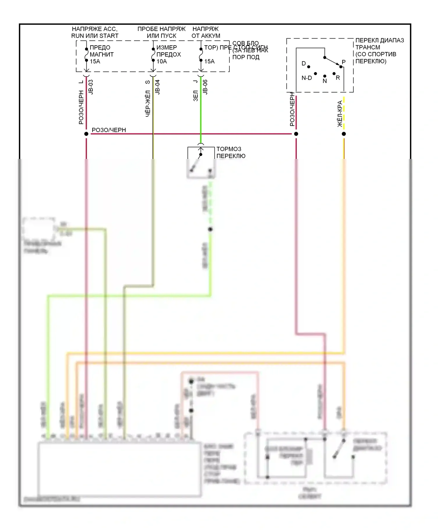 Protege Mazda BJ (1998-2004): Электросхема блокировки селектора 