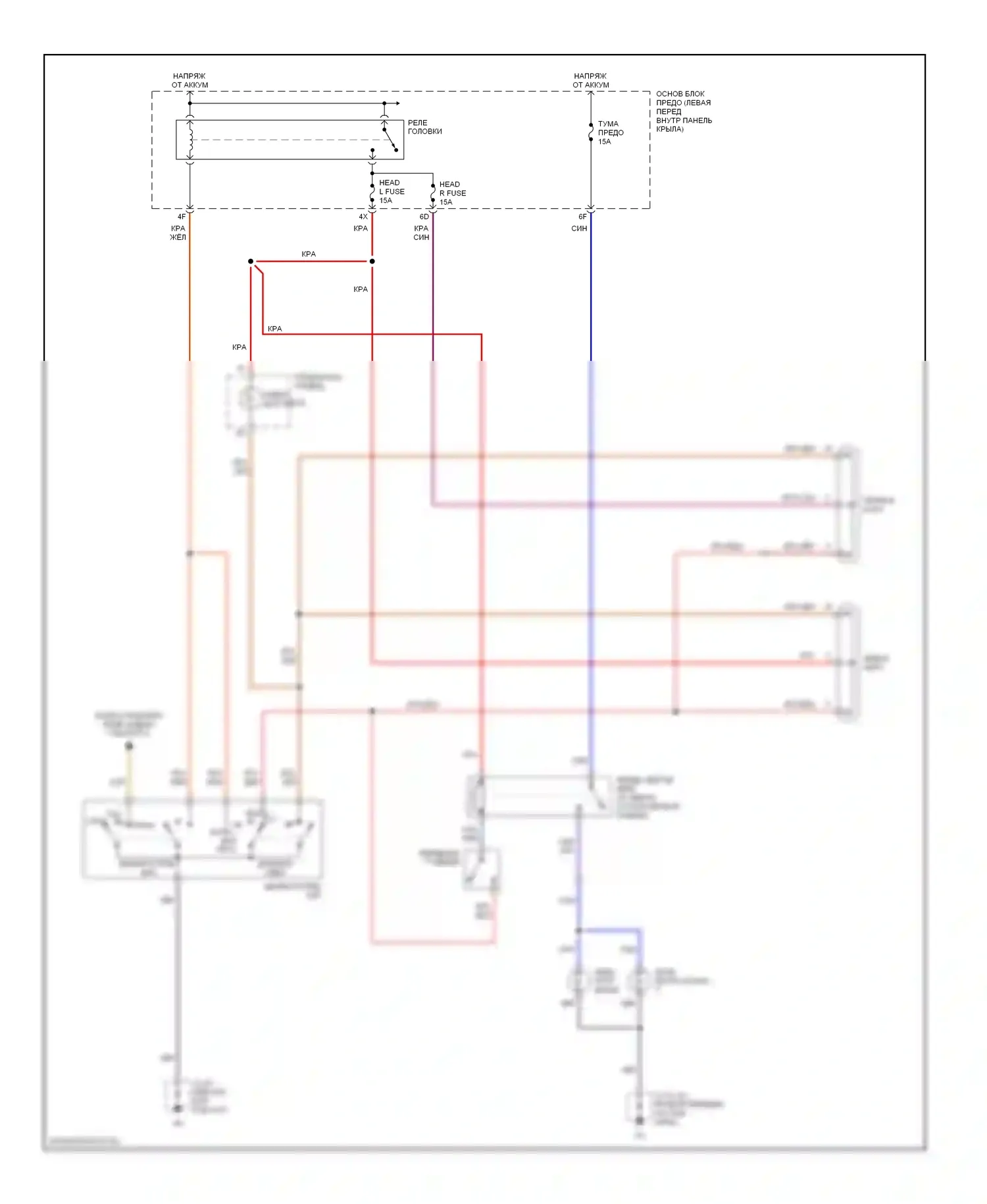 Protege Mazda BJ (1998-2004): Электросхема фар, без дрели 