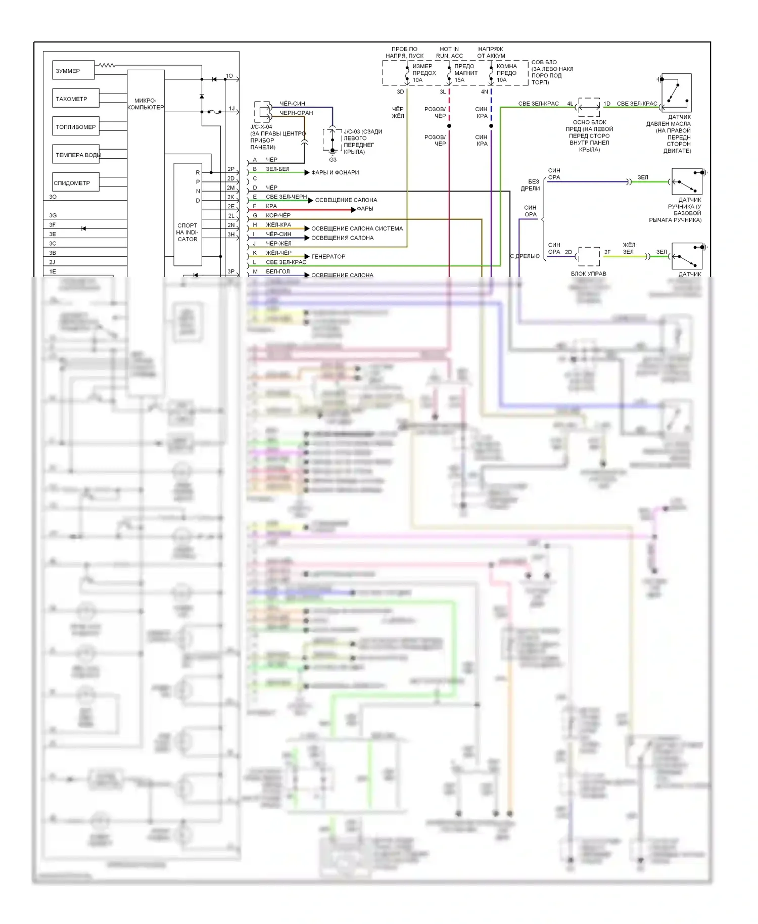Protege Mazda BJ (1998-2004): Электросхема приборной панели 