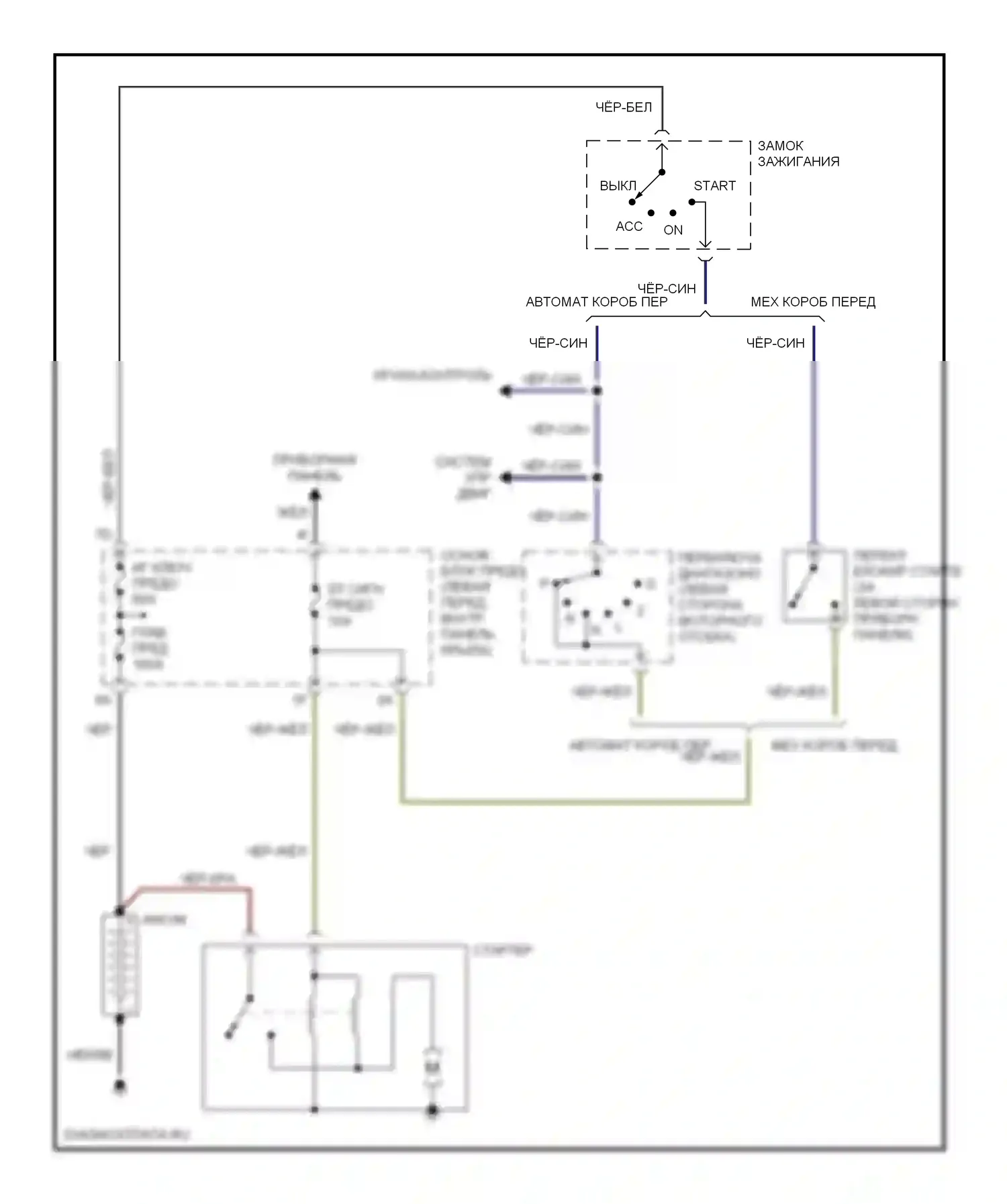 Protege Mazda BJ (1998-2004): Электросхема стартера 