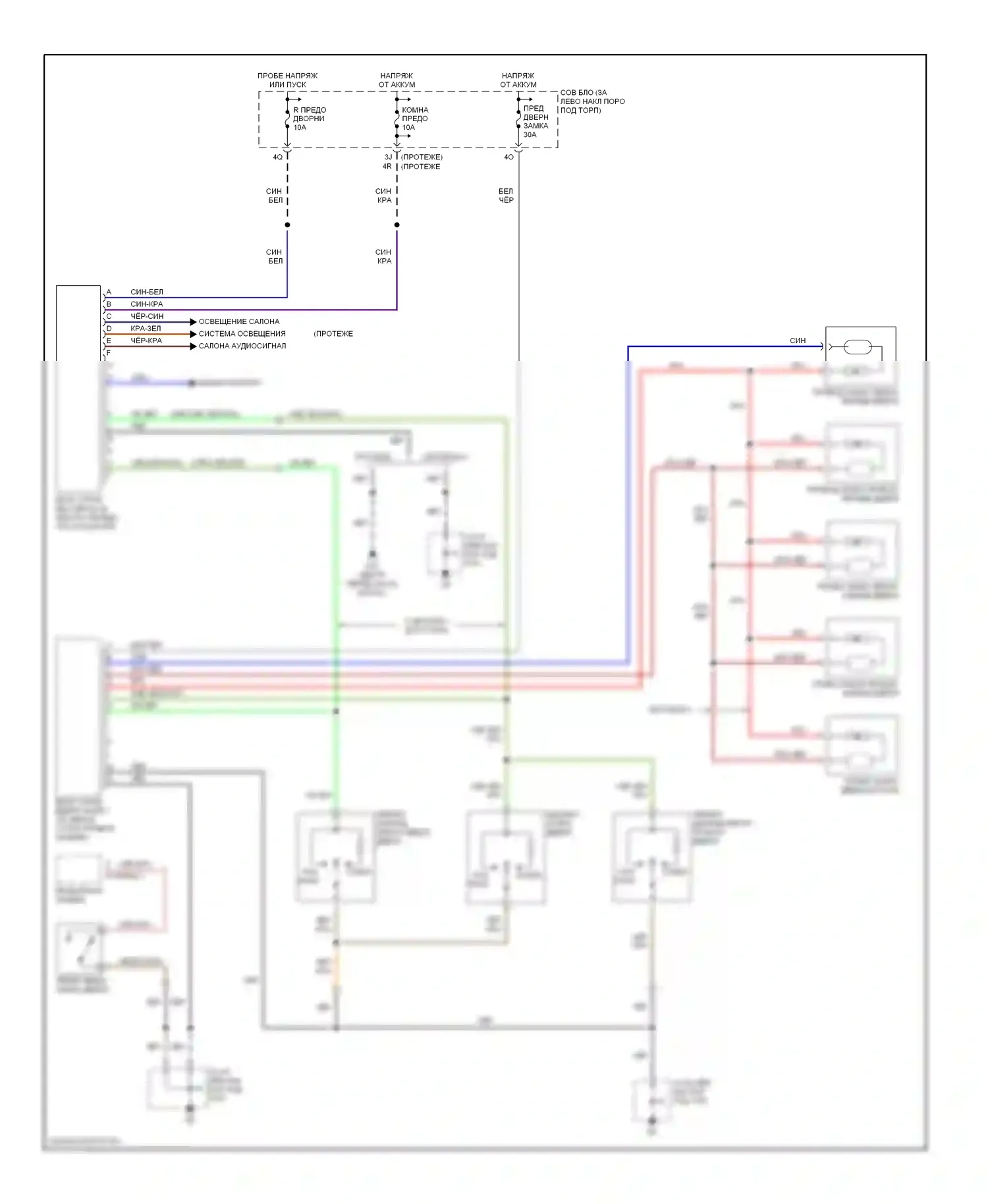 Protege Mazda BJ (1998-2004): Электросхема замка двери и бесключевого входа 
