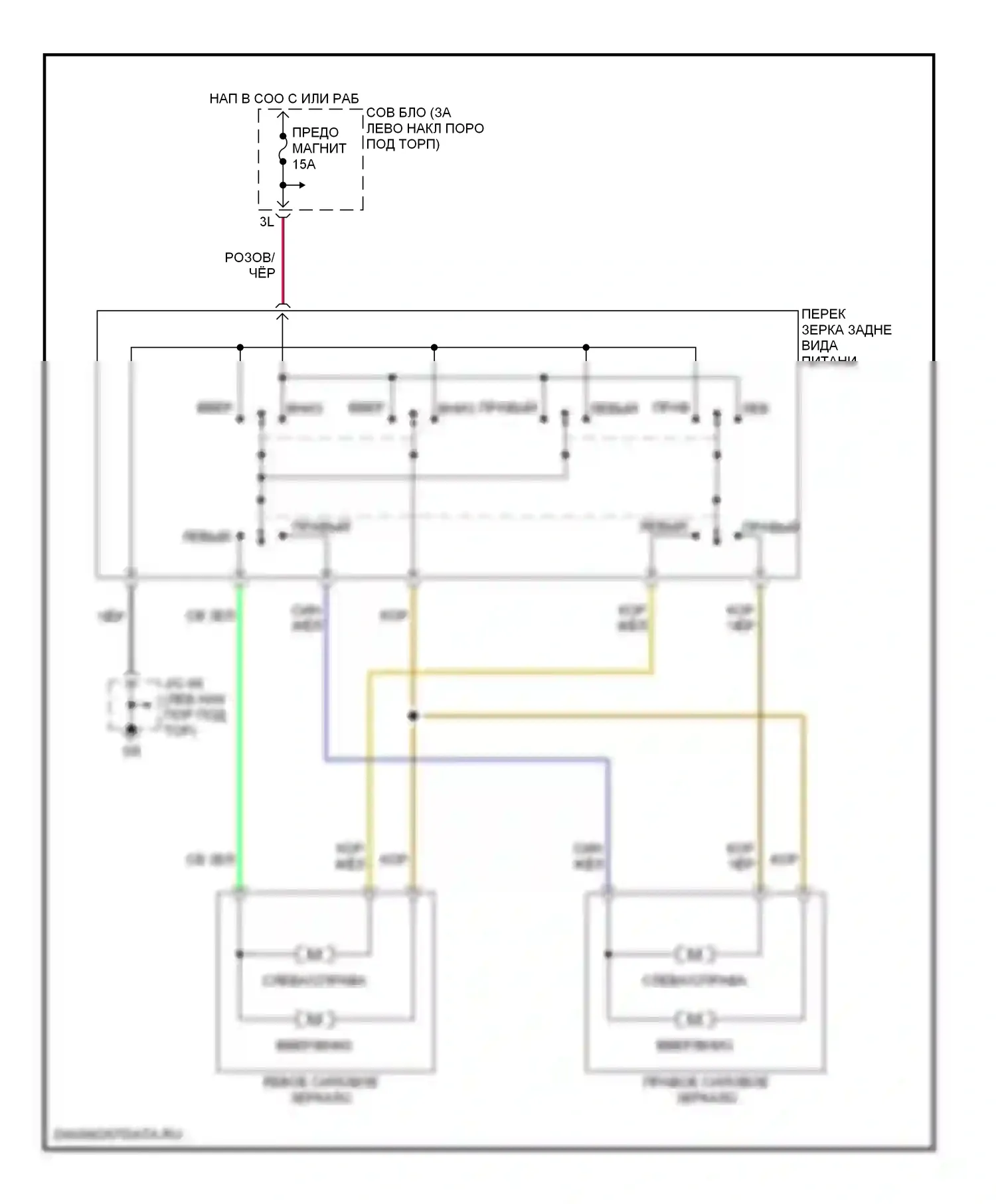 Protege Mazda BJ (1998-2004): Электросхема силового зеркала 