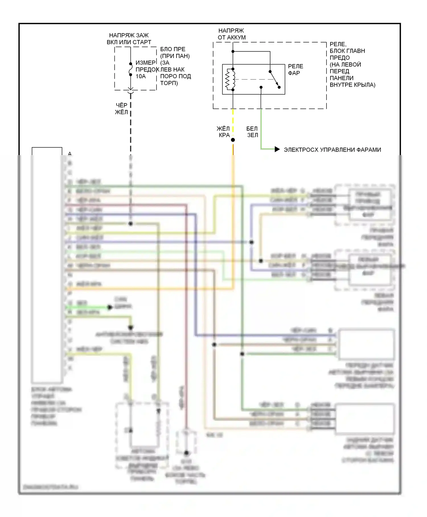 RX-8 Mazda I рестайлинг (2008-2012): Электросхема корректора фар 