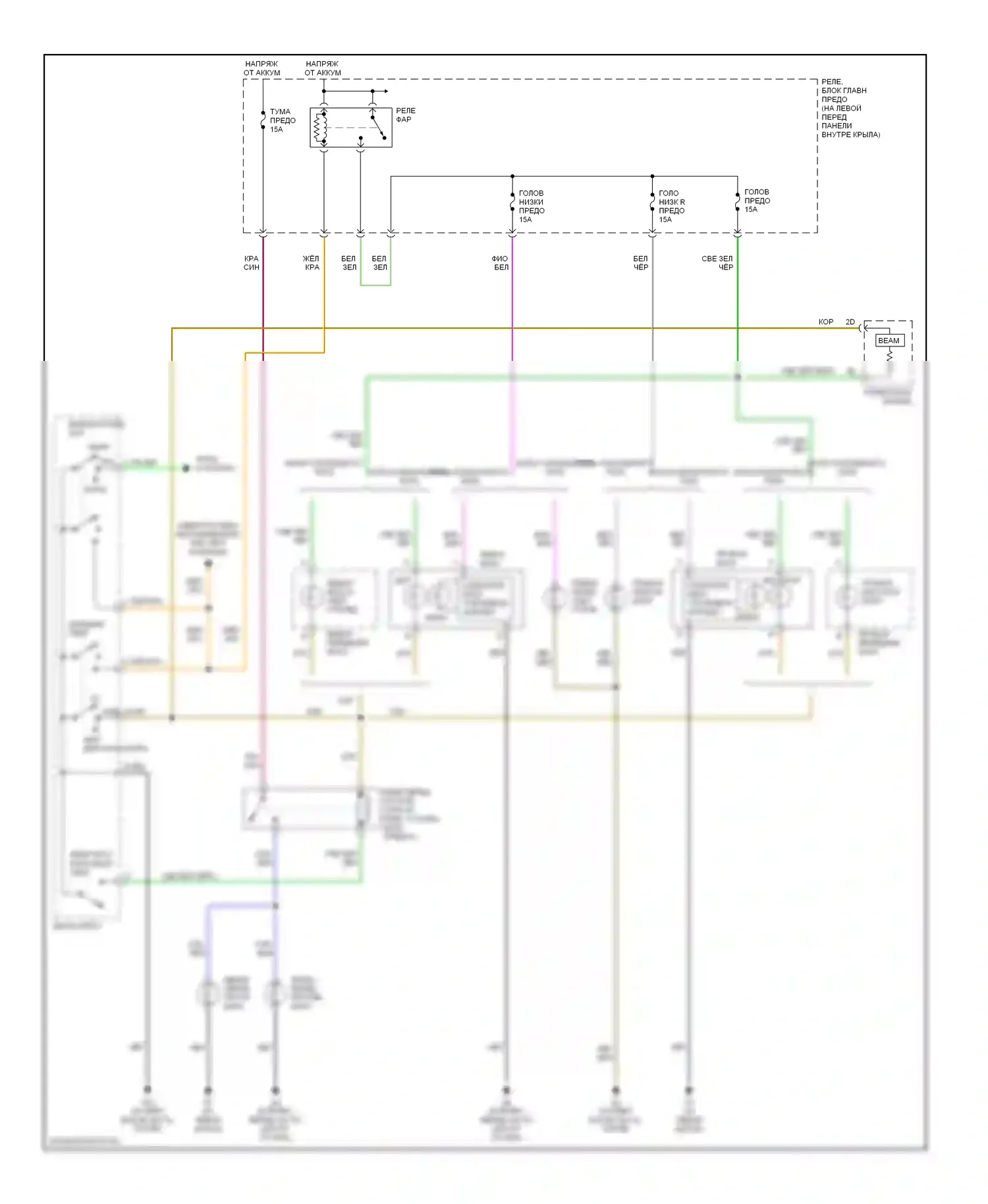 RX-8 Mazda I (2003-2008): Электросхема управления фарами, без дрели 