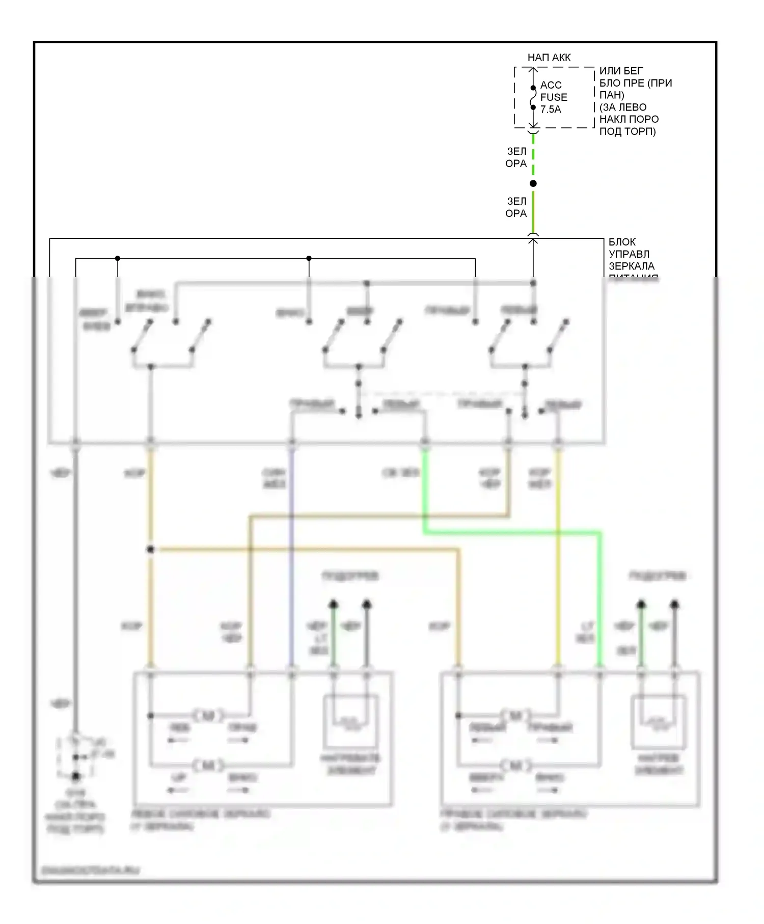 RX-8 Mazda I (2003-2008): Электросхема силового зеркала 