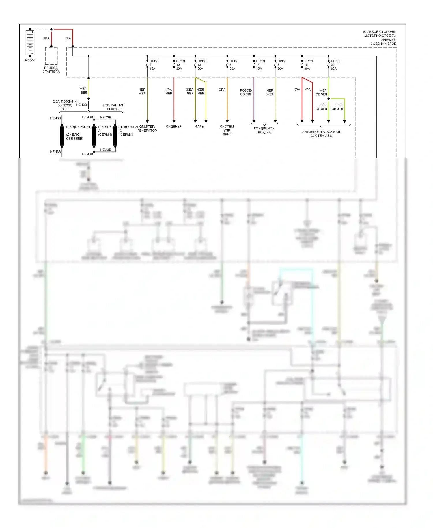 Tribute Mazda I рестайлинг (2004-2007): Электросхема блока предохранителей реле (1 из 2) 