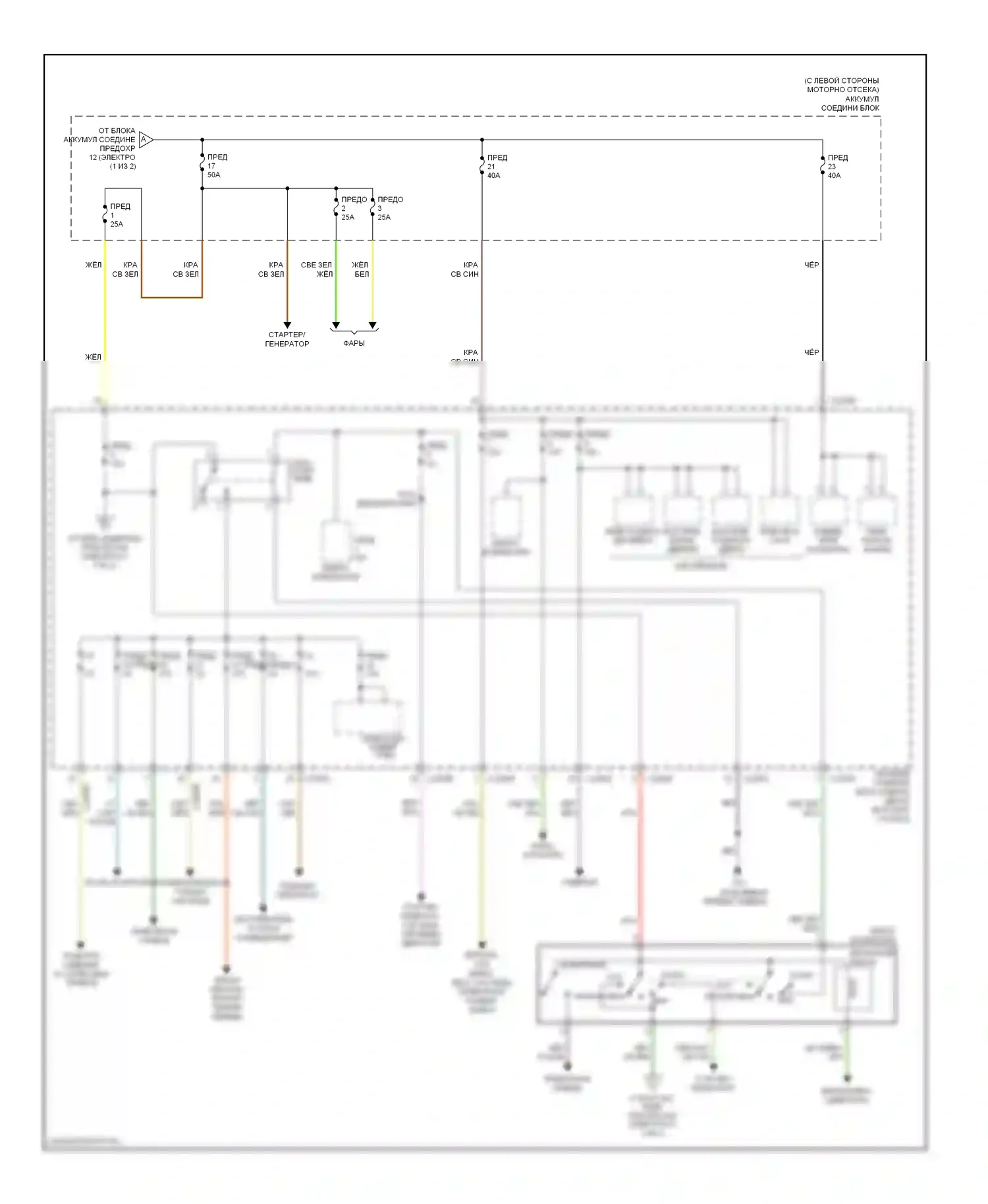 Tribute Mazda I рестайлинг (2004-2007): Электросхема блока предохранителей реле (2 из 2) 