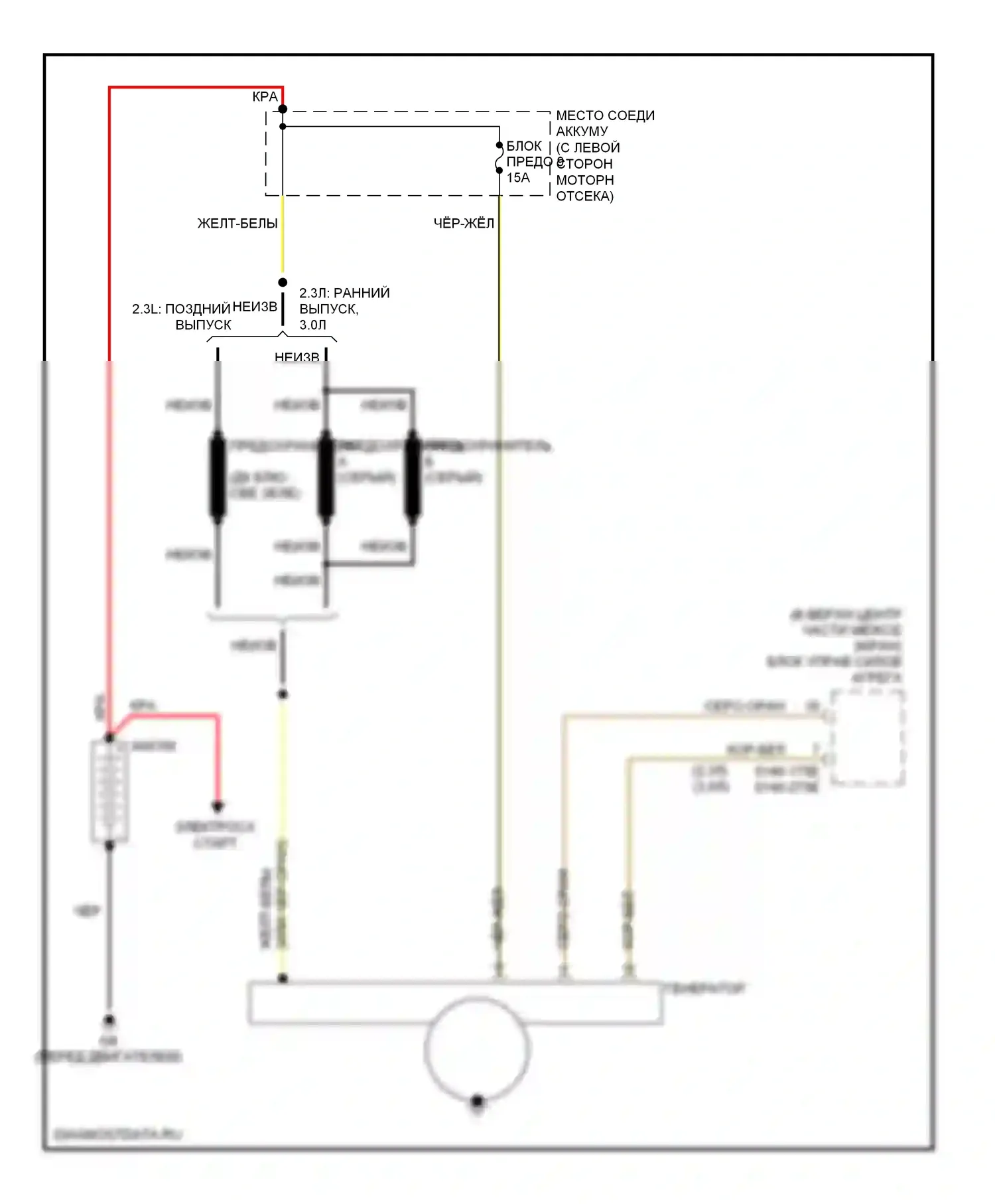 Tribute Mazda I рестайлинг (2004-2007): Электросхема генератора 