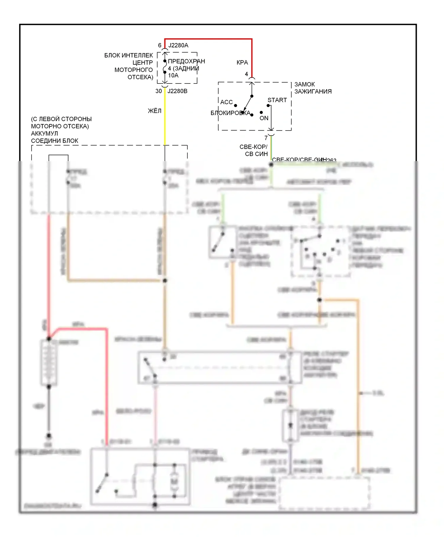 Tribute Mazda I рестайлинг (2004-2007): Электросхема стартера 